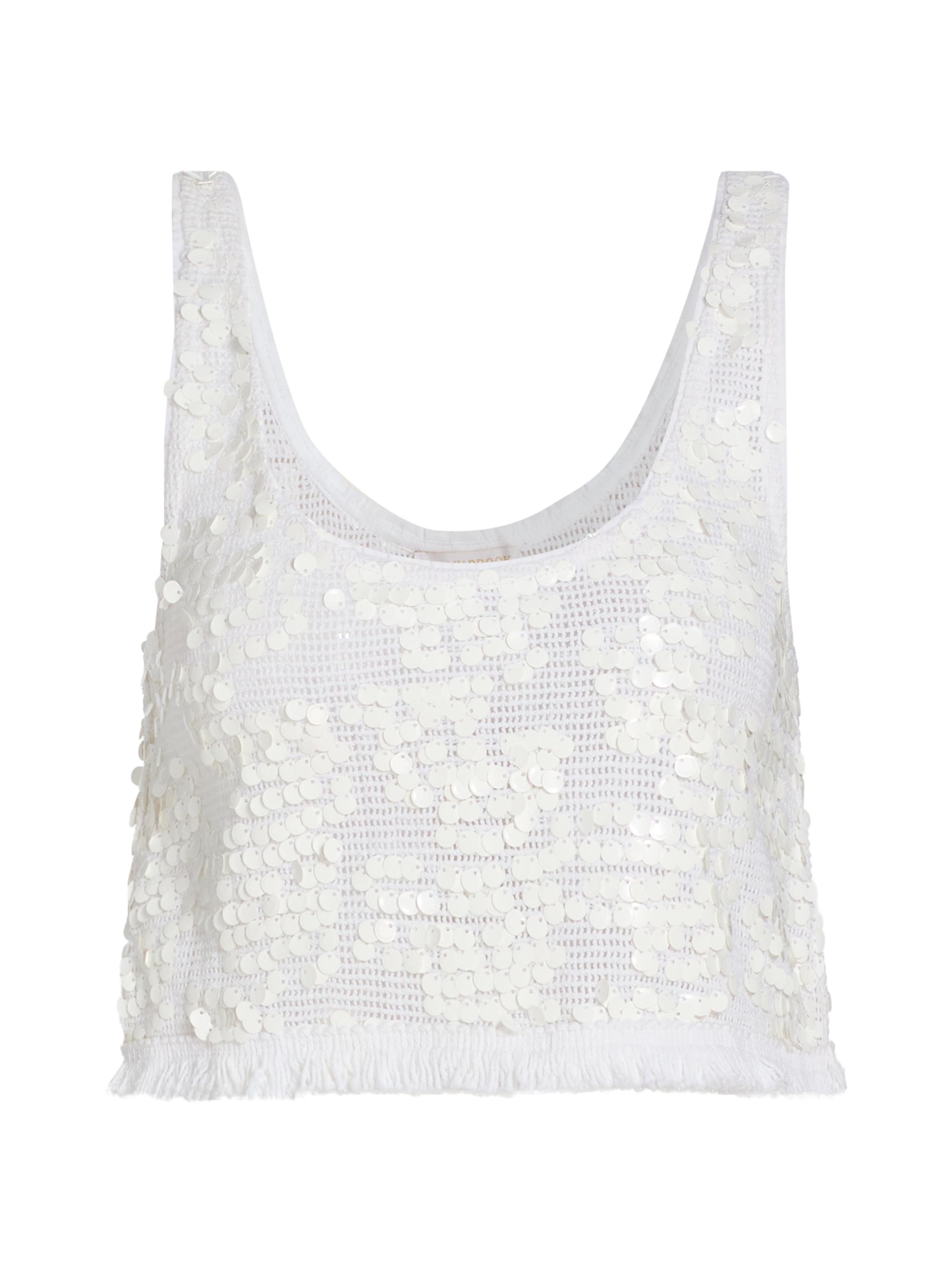 Ramy Brook Women's Kyra Sequin-Embellished Cotton Top - White Paillette