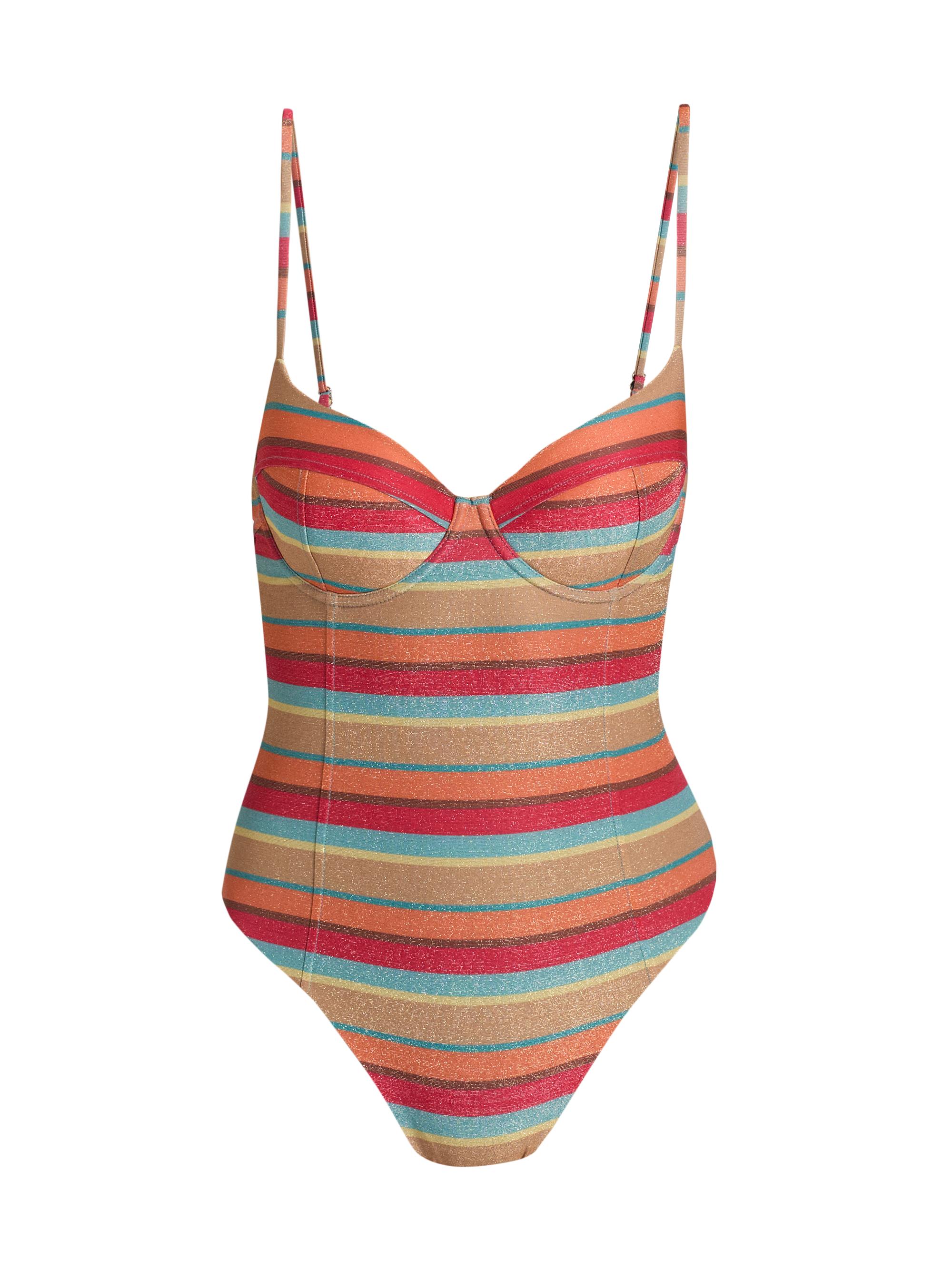 Ramy Brook Women's Jayda Striped One-Piece Swimsuit - Flame Glitter Stripe