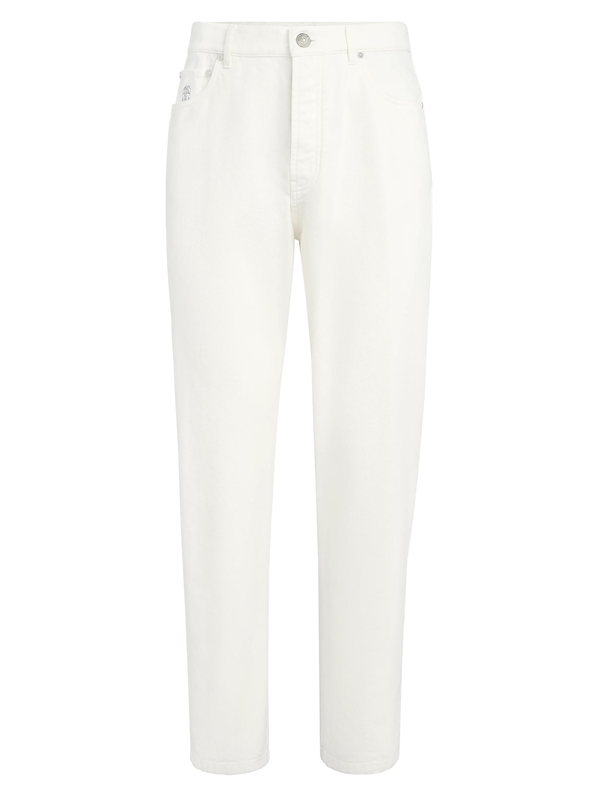 Brunello Cucinelli Men's Garment Dyed Iconic Fit Five Pocket Jeans in Denim - Snow