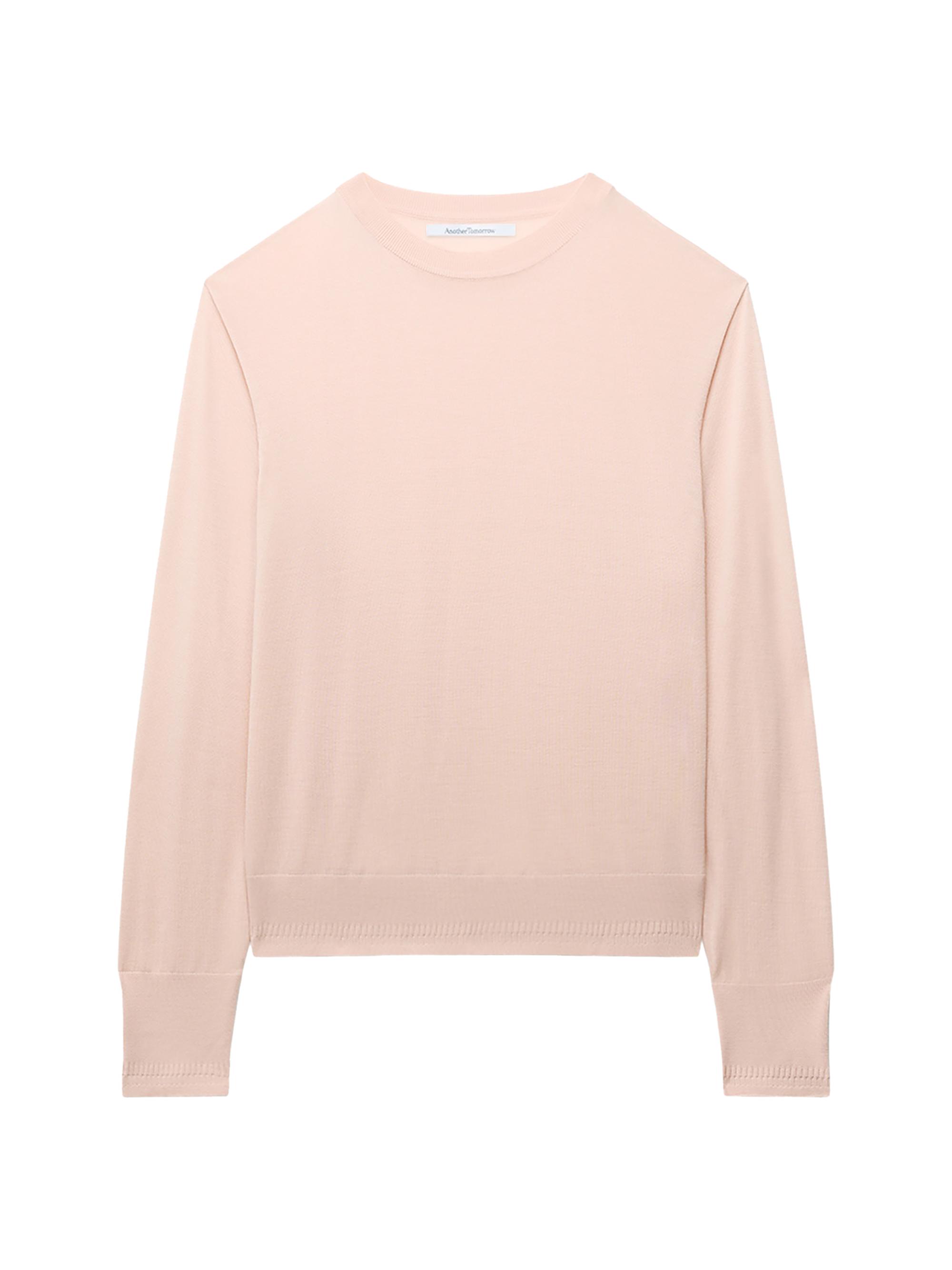 Another Tomorrow Women's Feather Weight Crew Sweater - Lotus Pink