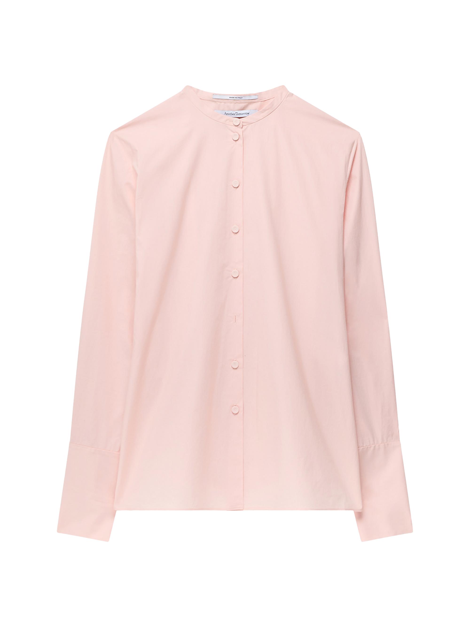 Another Tomorrow Women's Collarless Blouse - Lotus Pink