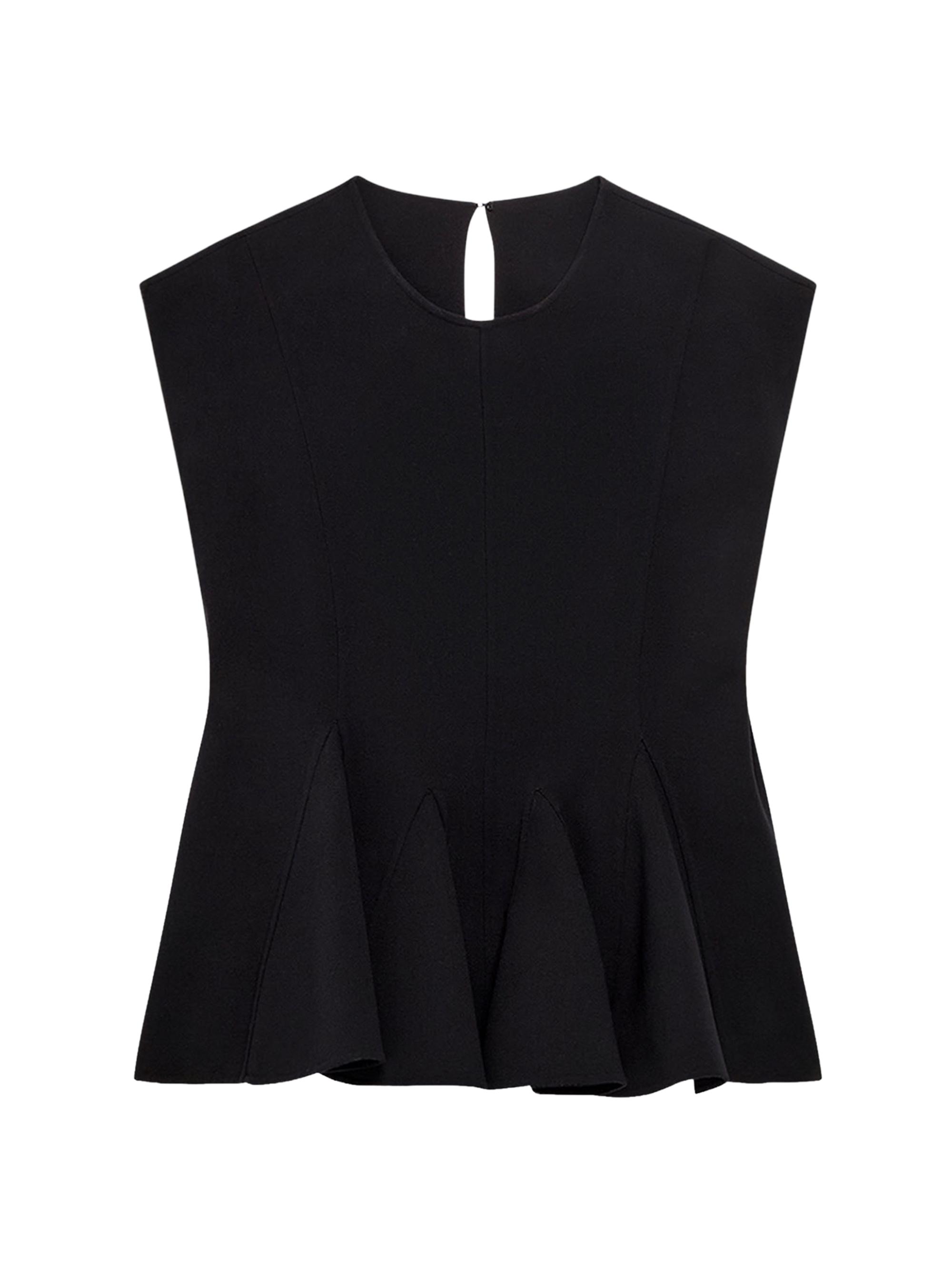Another Tomorrow Women's Double Face Godet Top - Black