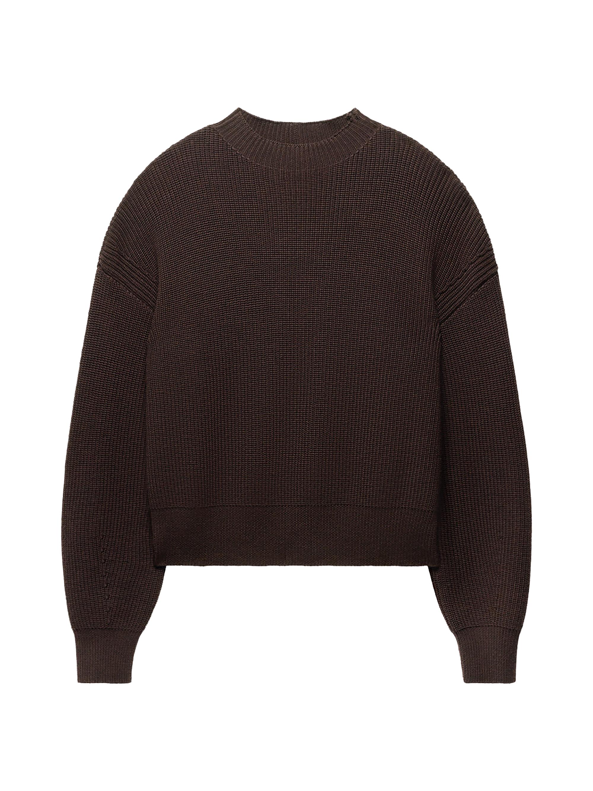 Another Tomorrow Women's Rib Crewneck Sweater - Chocolate