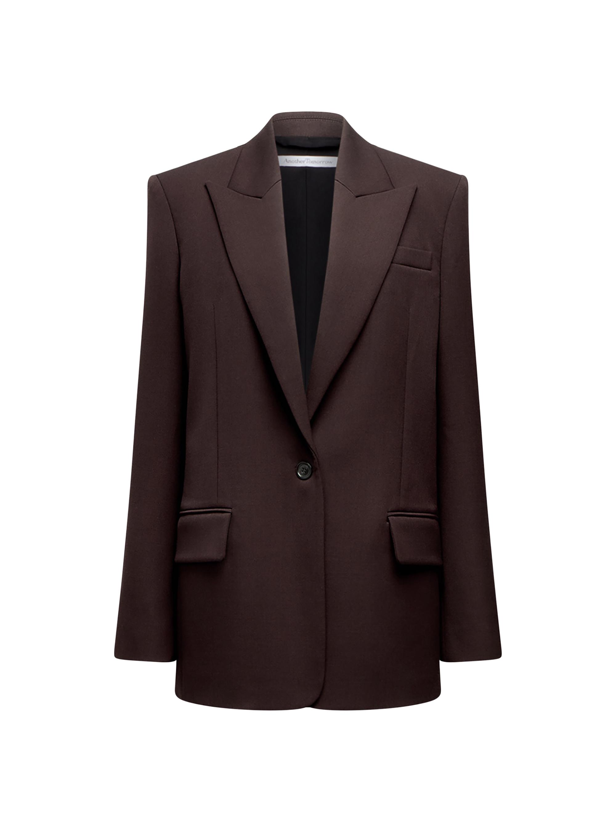 Another Tomorrow Women's Wool Oversized Tailored Jacket - Dark Chocolate