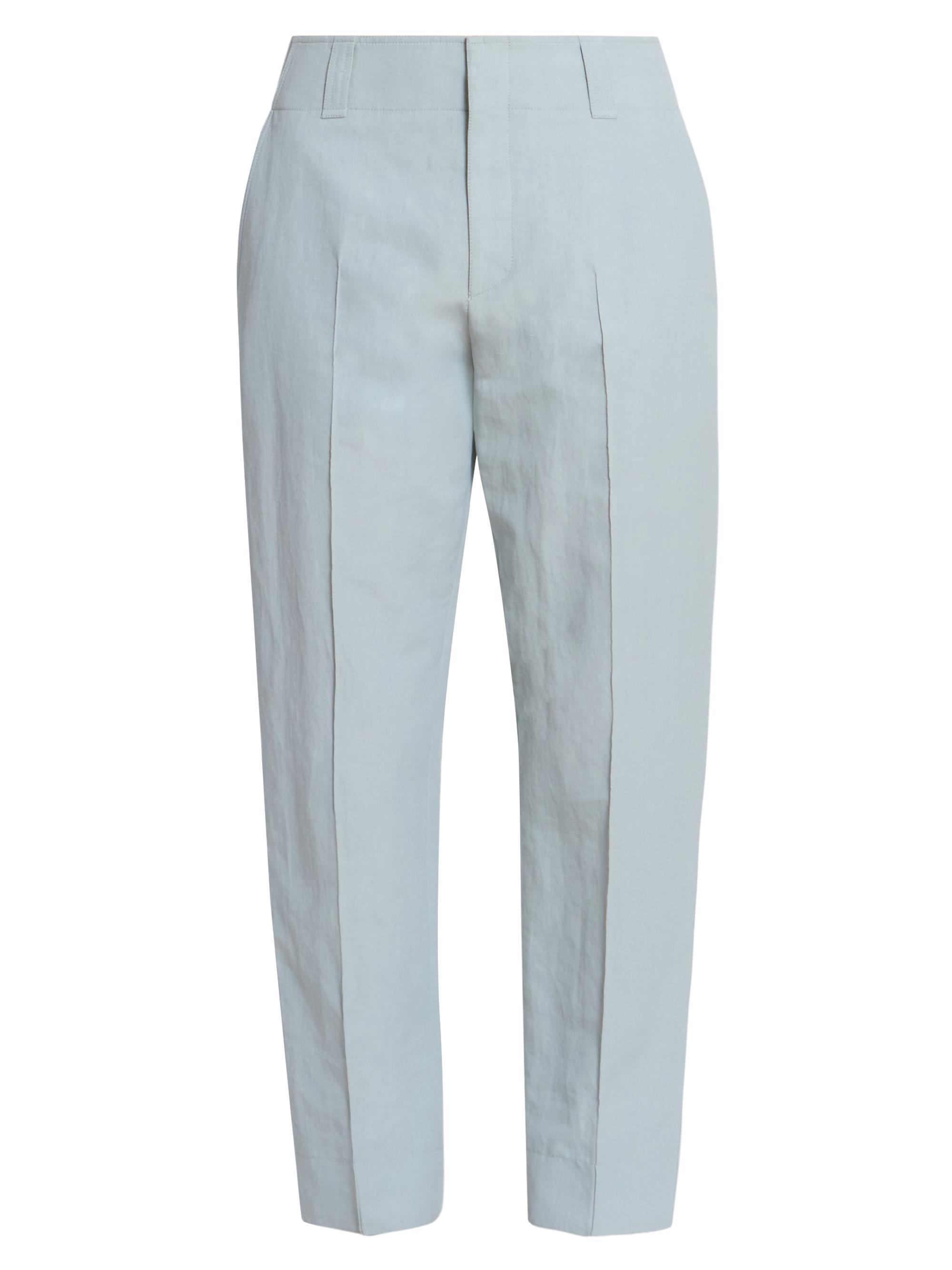 Chloé Women's Linen-Cotton Straight-Leg Trousers - Storm Grey