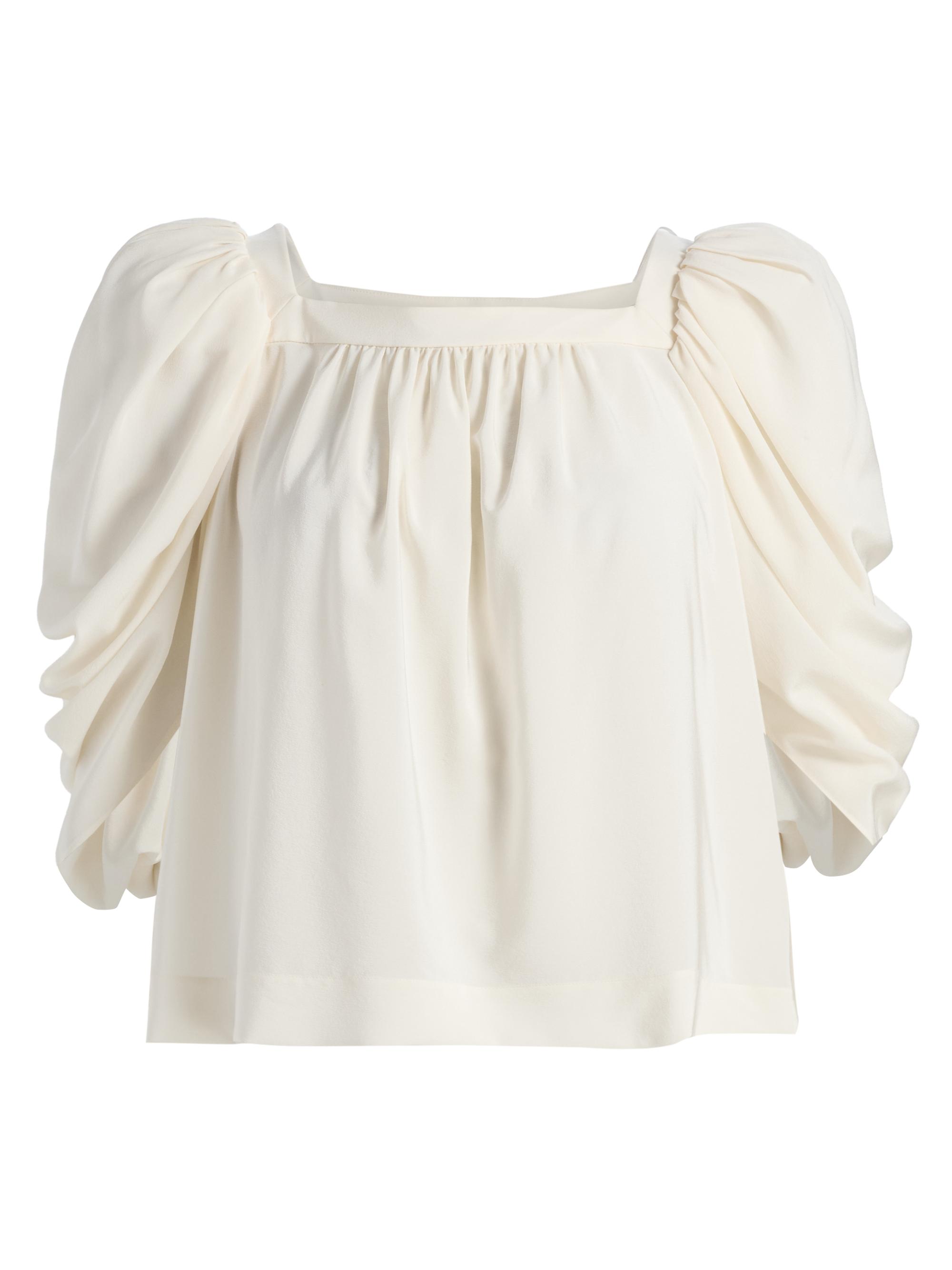 Chloé Women's Silk Puff-Sleeve Top - Coconut Milk