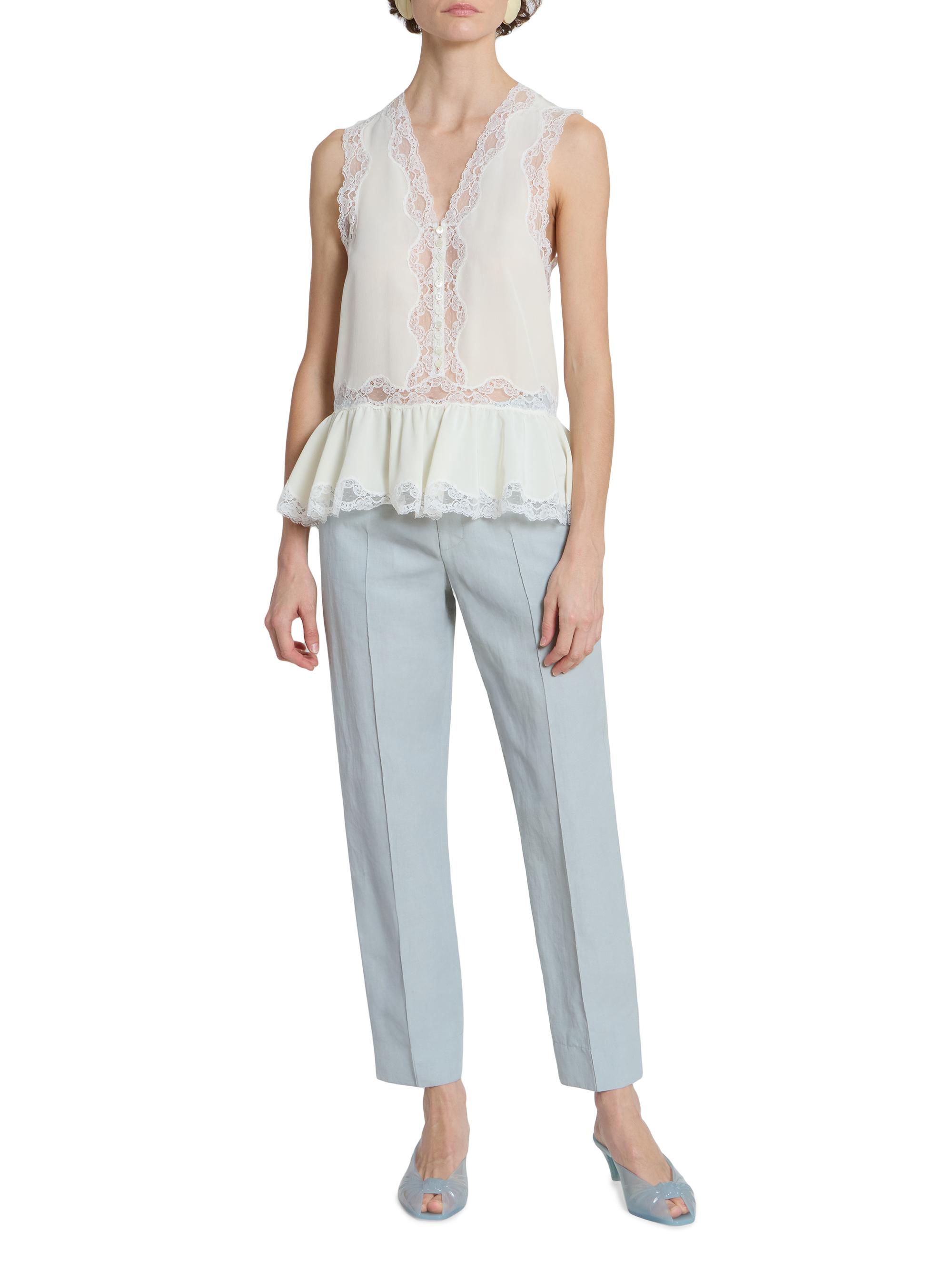 Chloé Women's Lace-Trim Sleevless Silk Top - Coconut Milk | Thumbnail 2