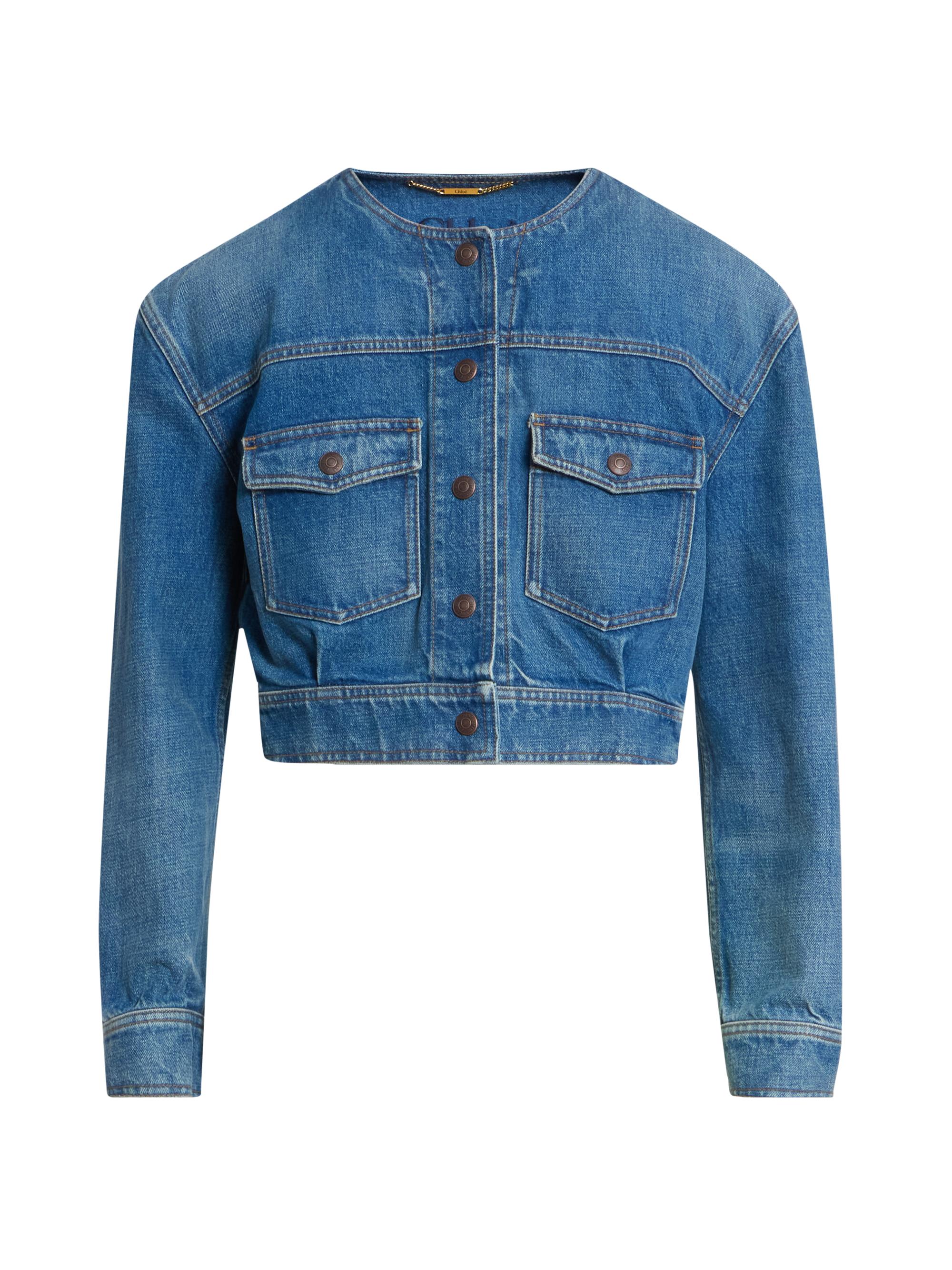 Chloé Women's Denim Crop Jacket - Dusty Cobalt