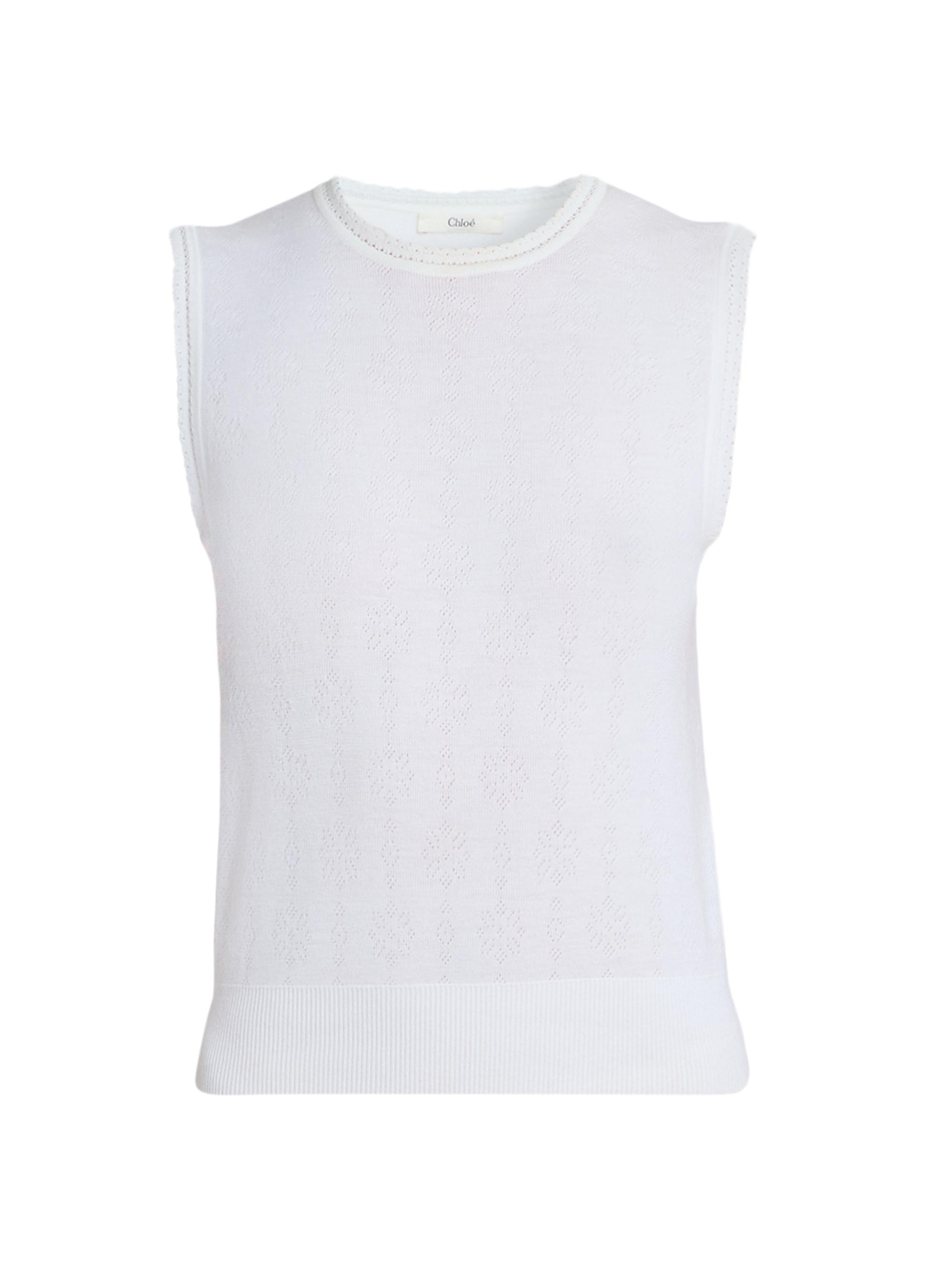 Chloé Women's Wool Knit Sleeveless Top - Iconic Milk