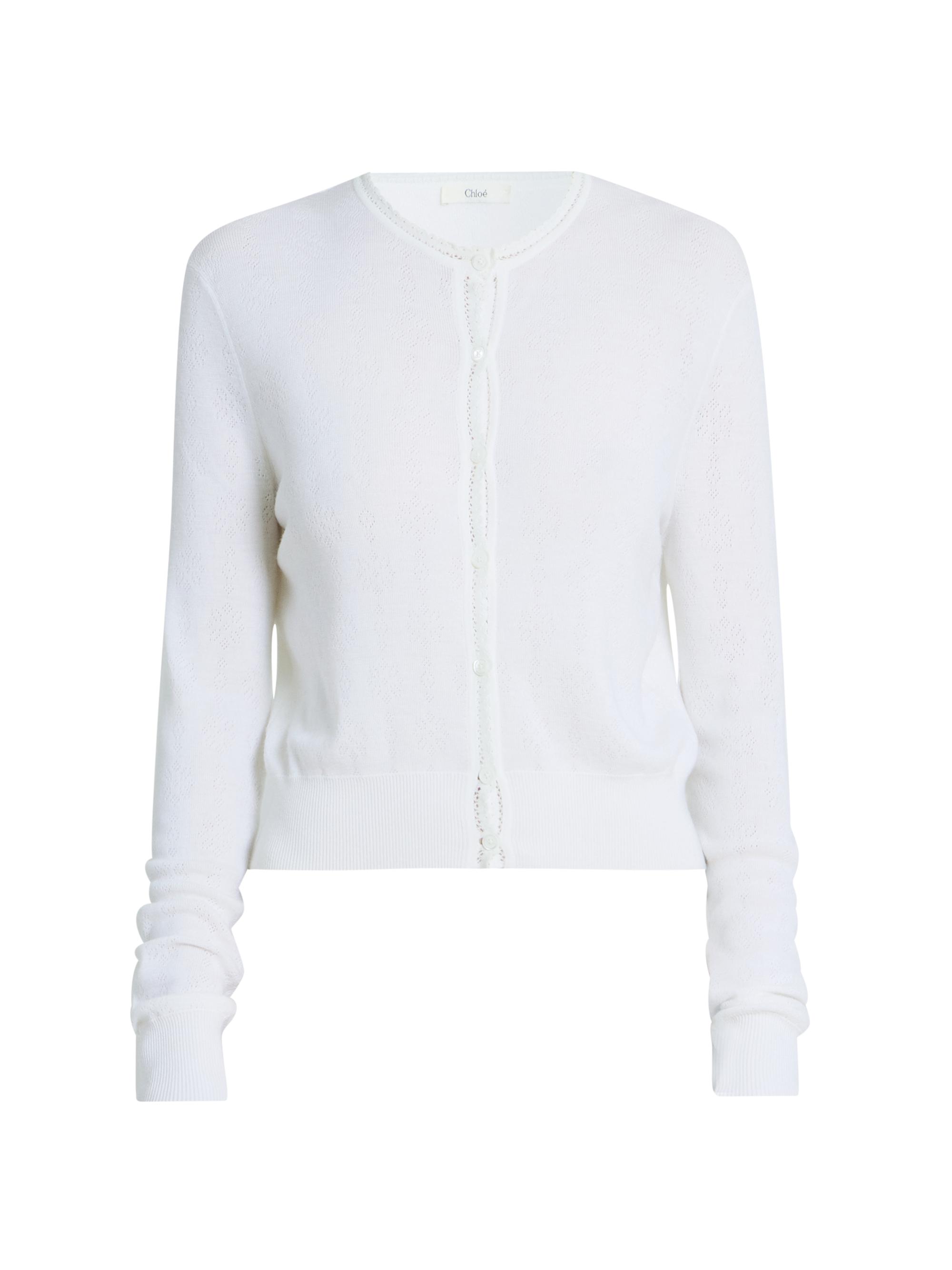 Chloé Women's Pointelle Wool Cardigan - Iconic Milk