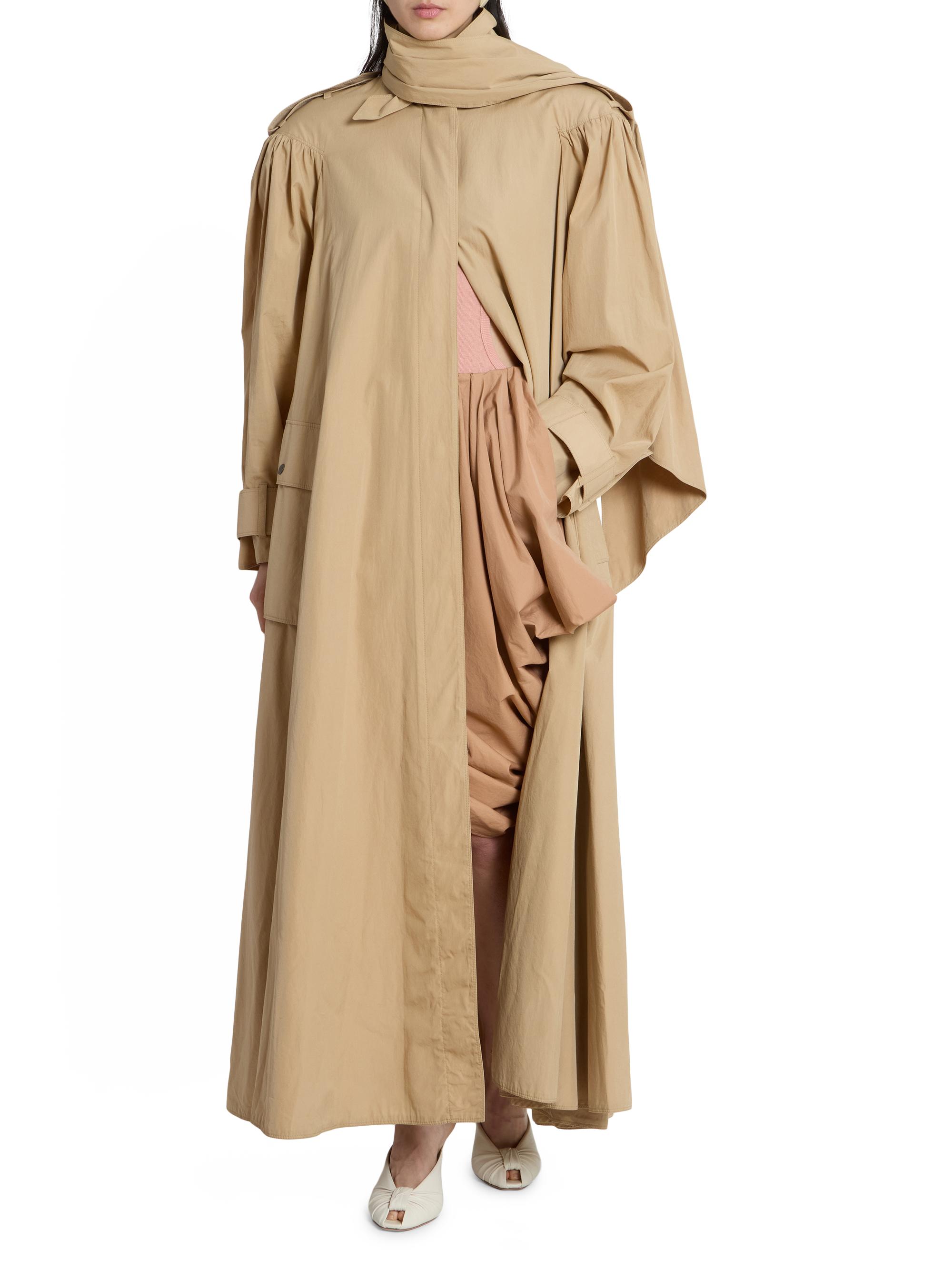 Chloé Women's Gathered Cotton Trench Coat - Amber Olive | Thumbnail 3