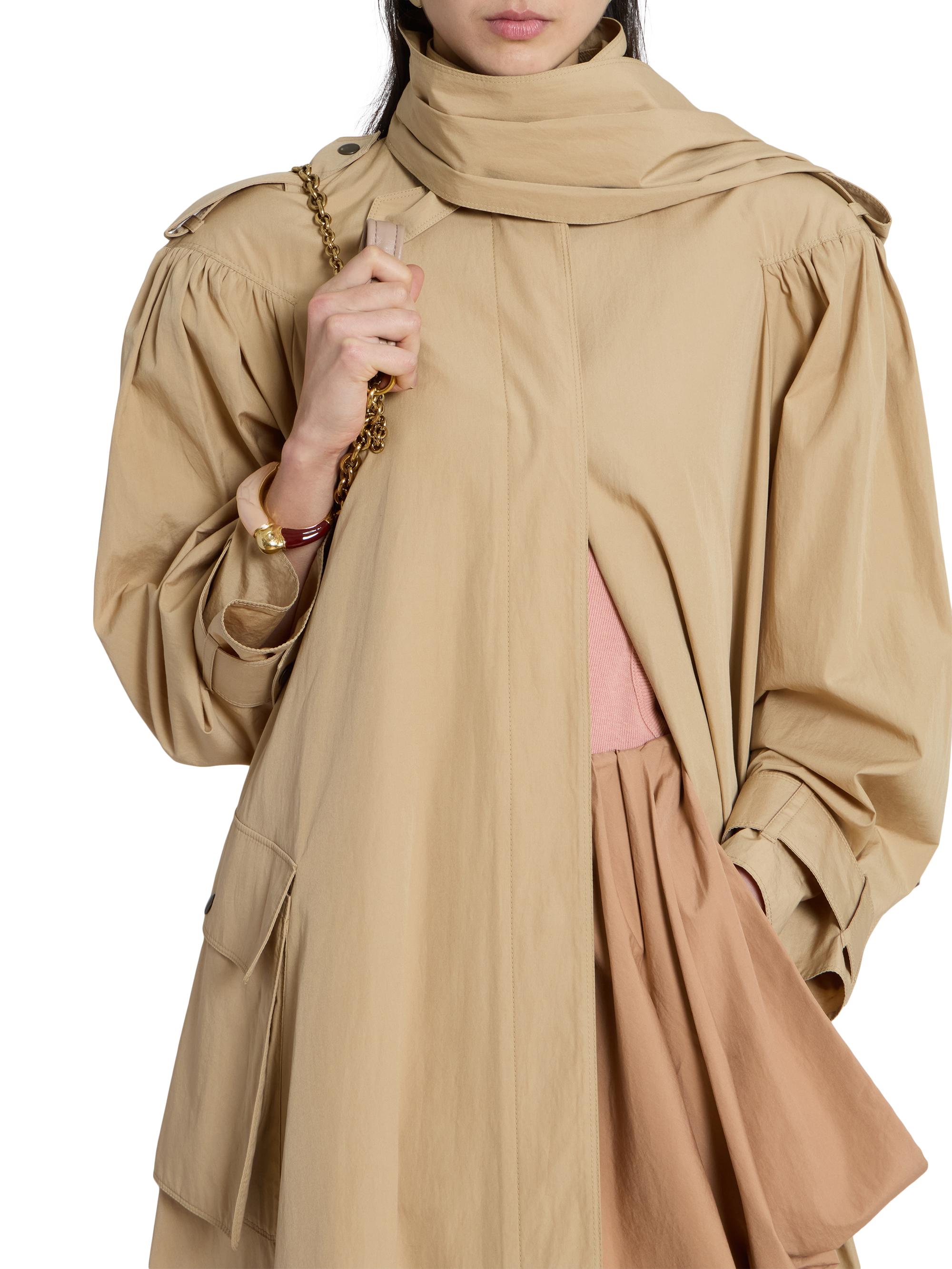 Chloé Women's Gathered Cotton Trench Coat - Amber Olive | Thumbnail 6