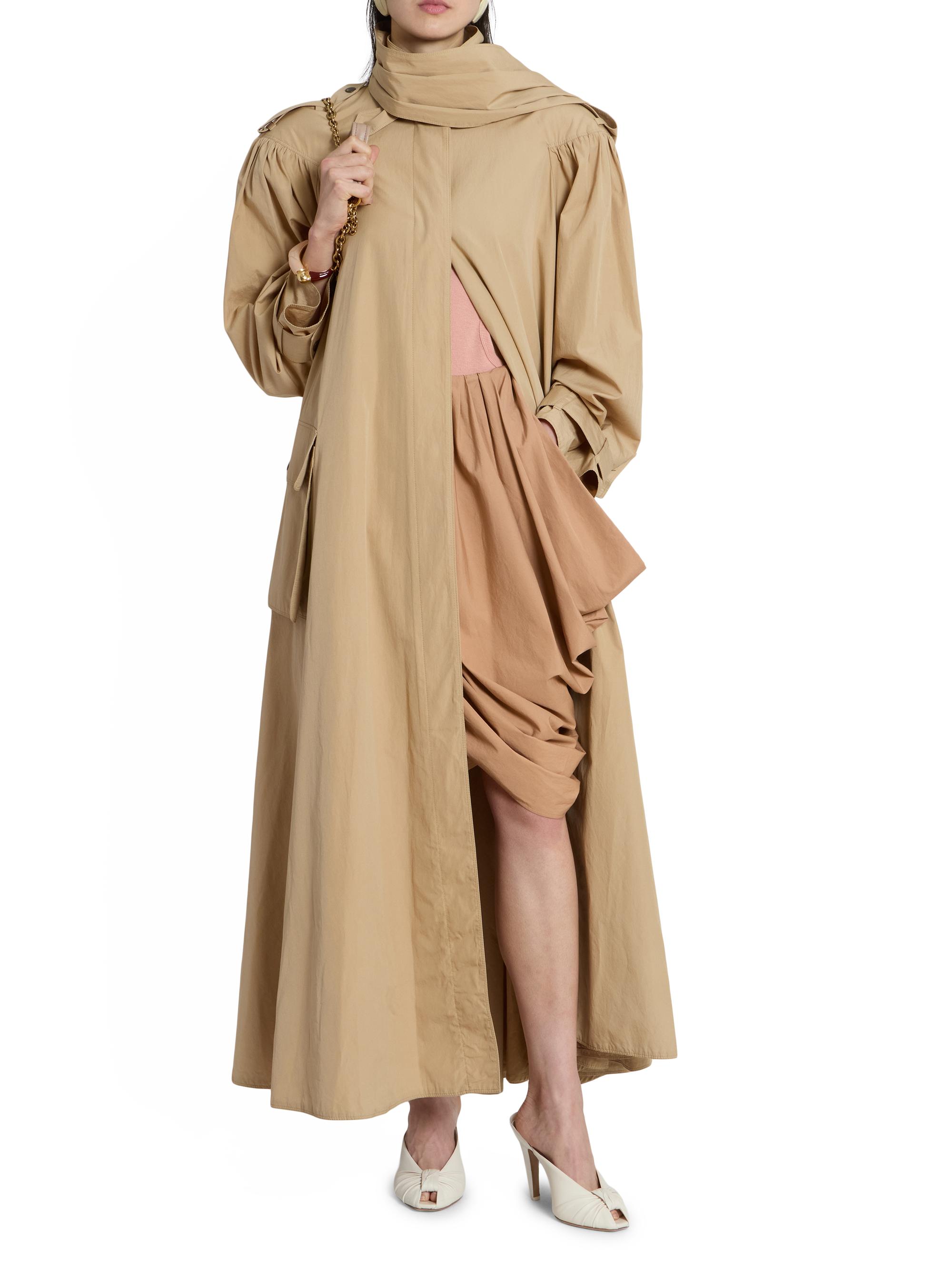 Chloé Women's Gathered Cotton Trench Coat - Amber Olive | Thumbnail 2
