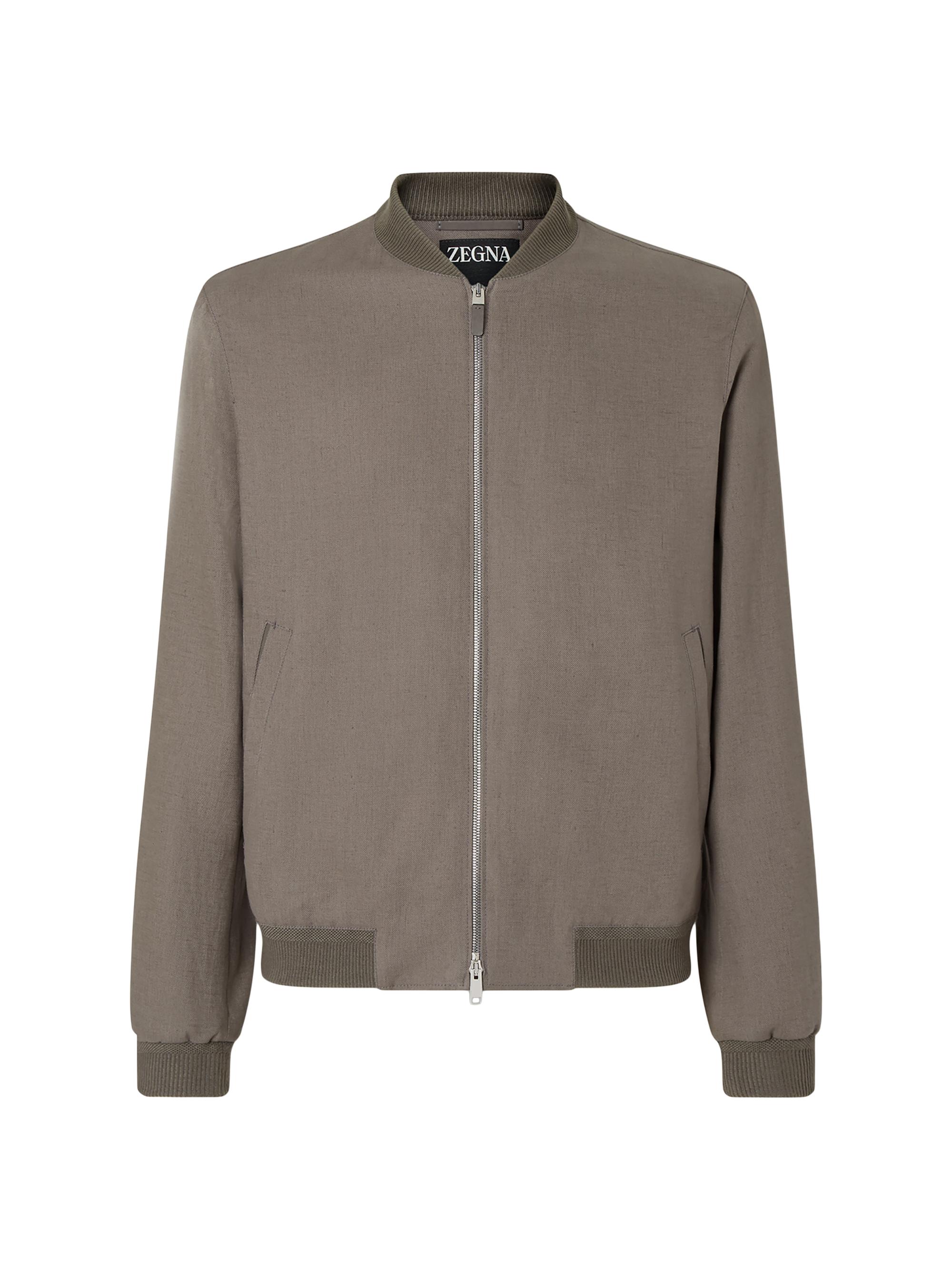 ZEGNA Men's Oasi Lino Bomber Jacket - Dark Brown