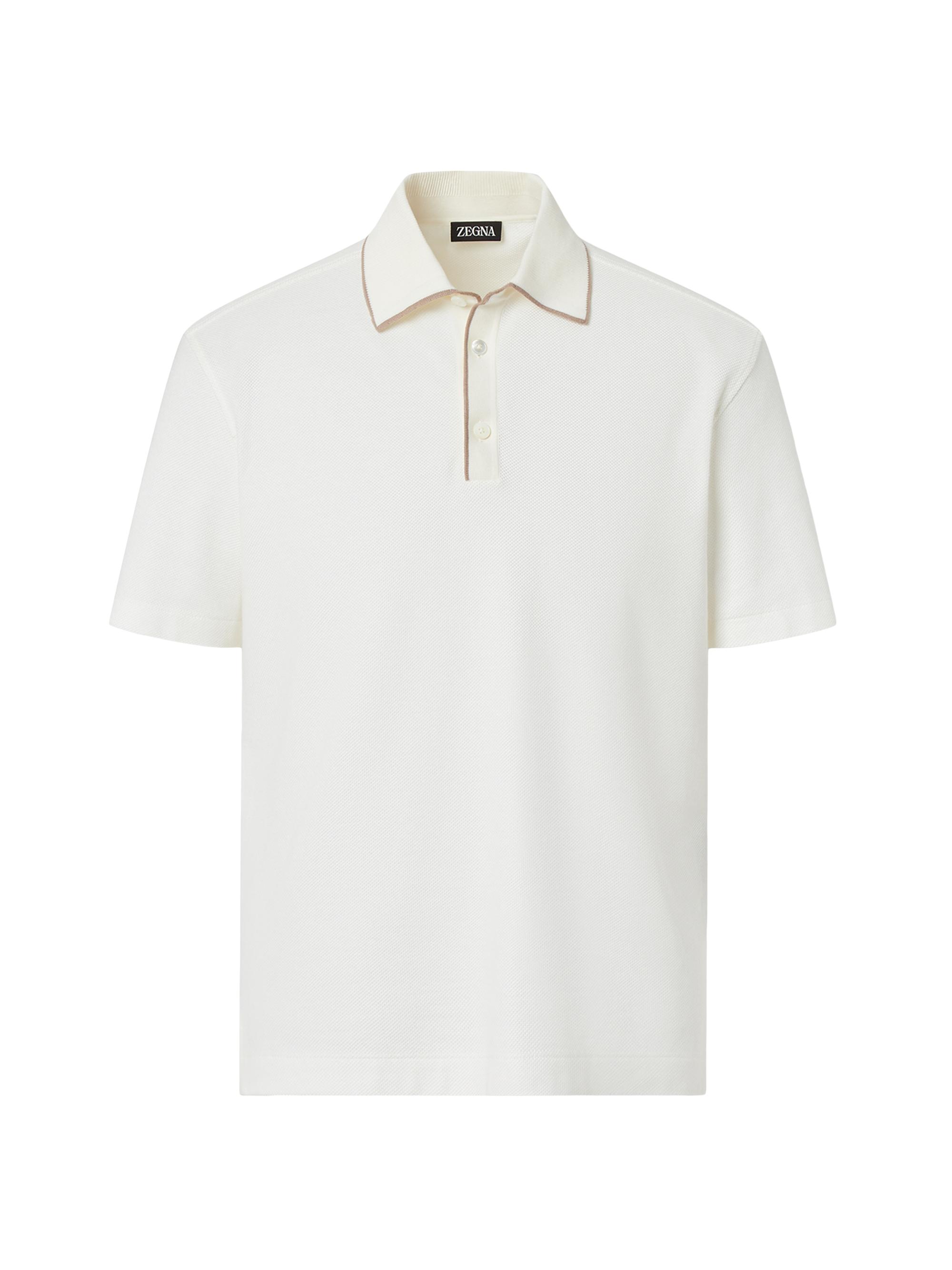 ZEGNA Men's Cotton and Silk Polo Shirt - White