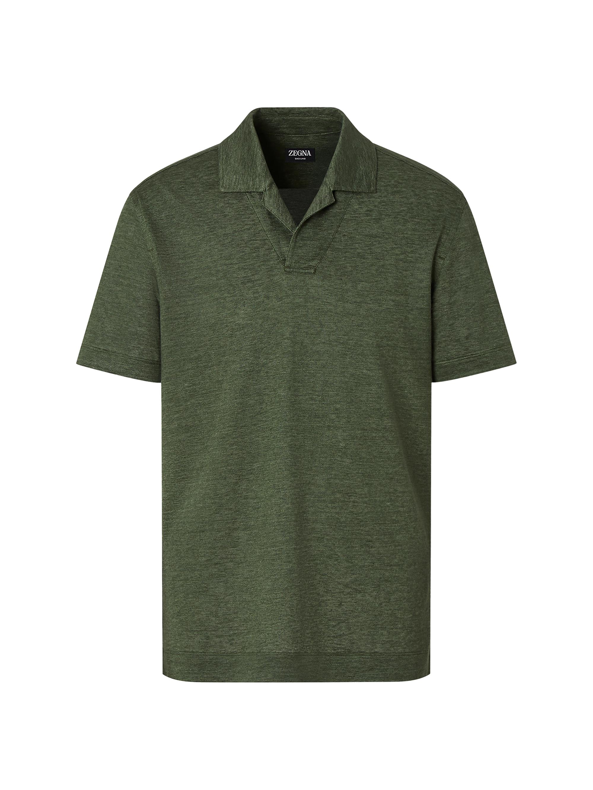 ZEGNA Men's Oasi Lino Polo Shirt - Pine Green
