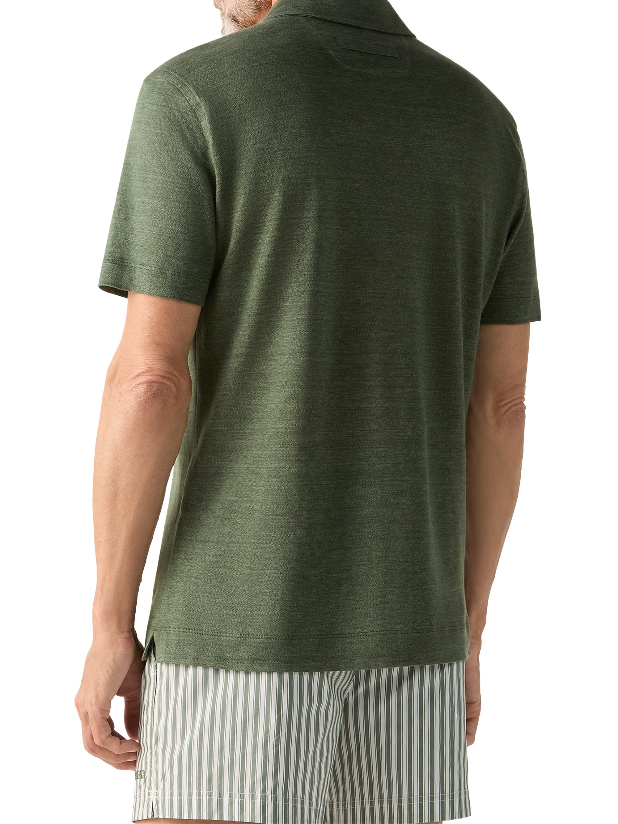 ZEGNA Men's Oasi Lino Polo Shirt - Pine Green | Thumbnail 3