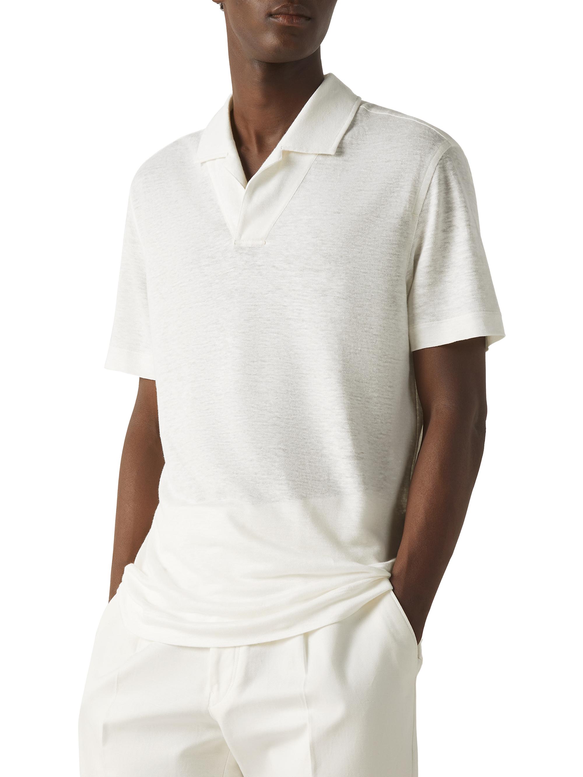 ZEGNA Men's Oasi Lino Polo Shirt - White | Thumbnail 2