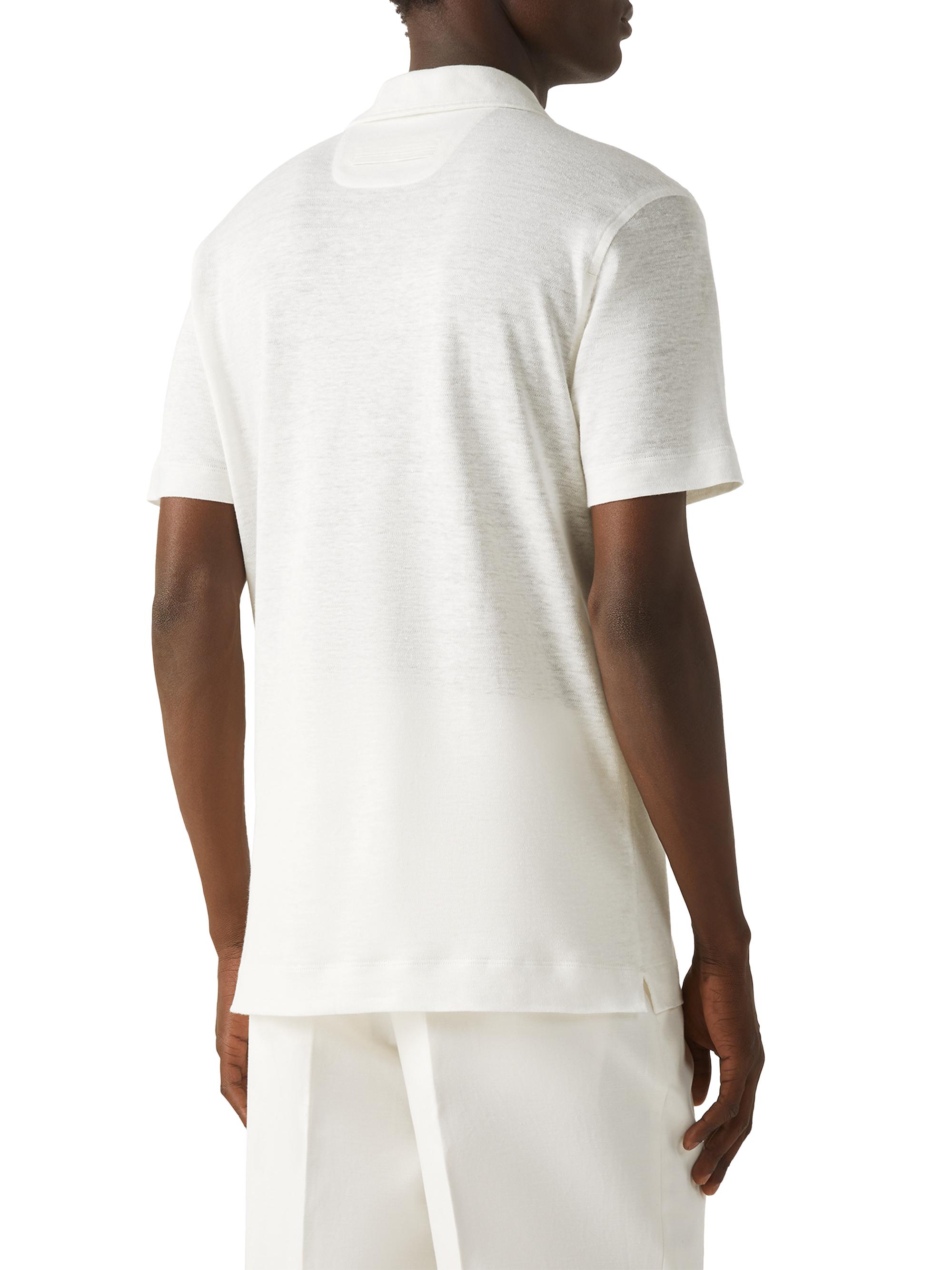 ZEGNA Men's Oasi Lino Polo Shirt - White | Thumbnail 3