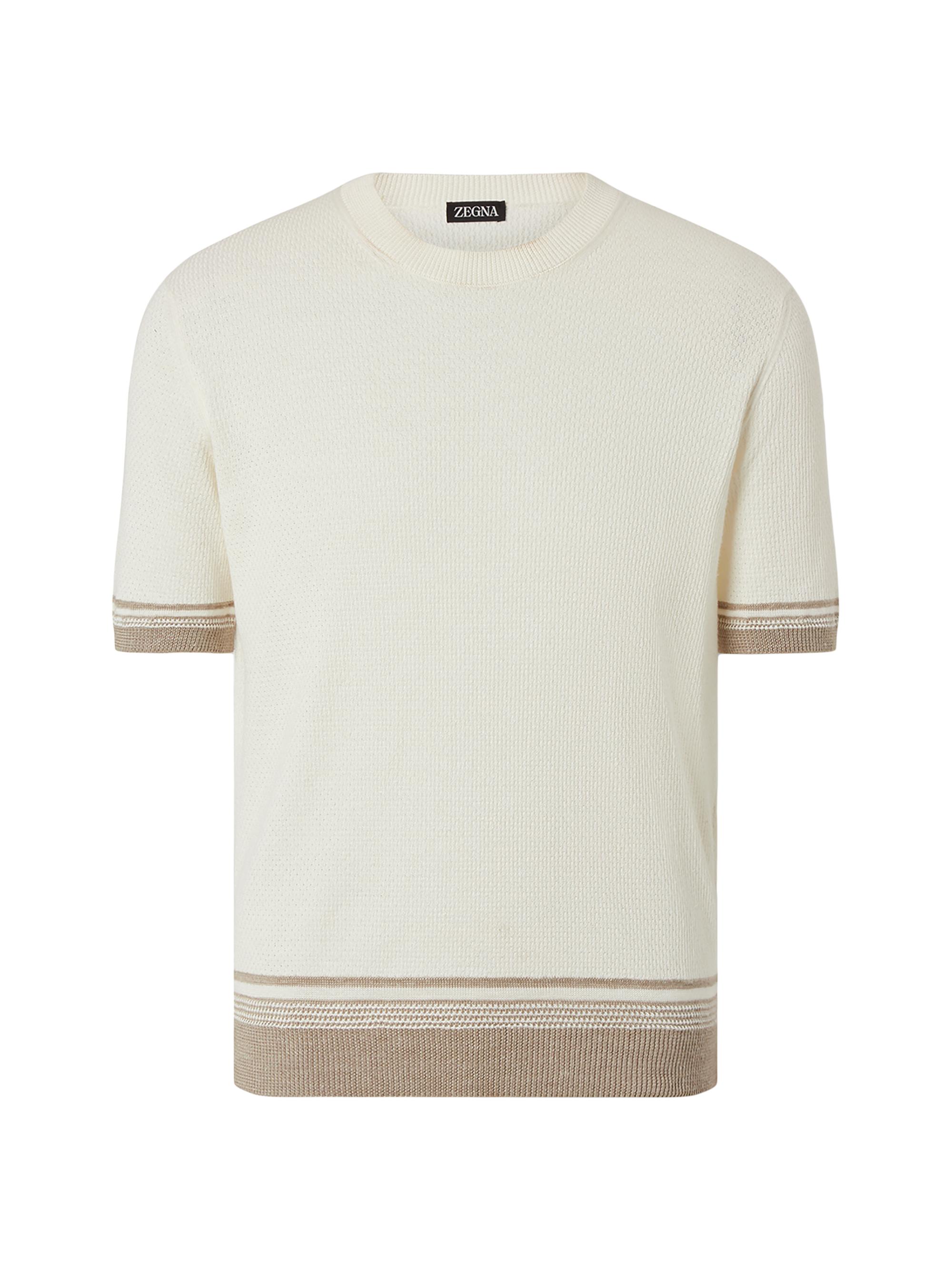 ZEGNA Men's Silk Linen and Cashmere Crewneck T-Shirt - White