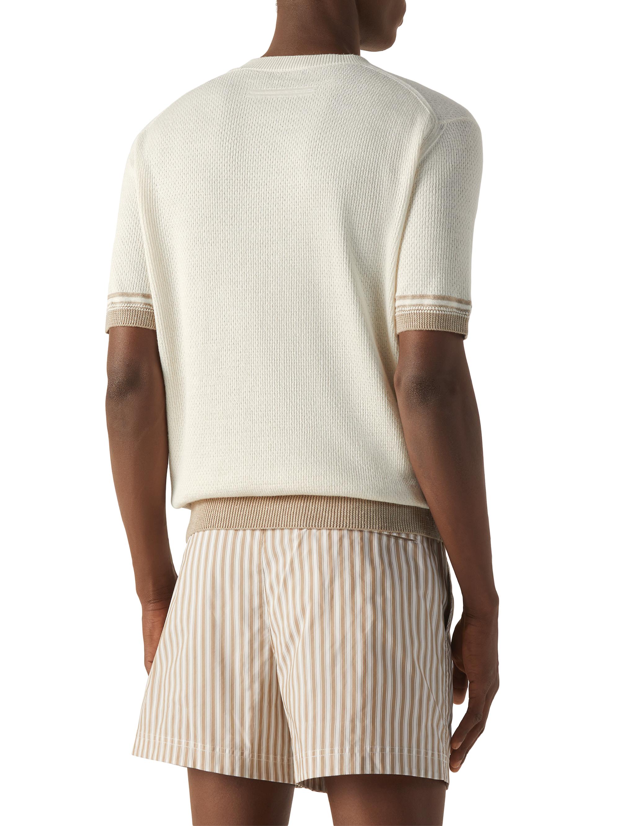 ZEGNA Men's Silk Linen and Cashmere Crewneck T-Shirt - White | Thumbnail 3