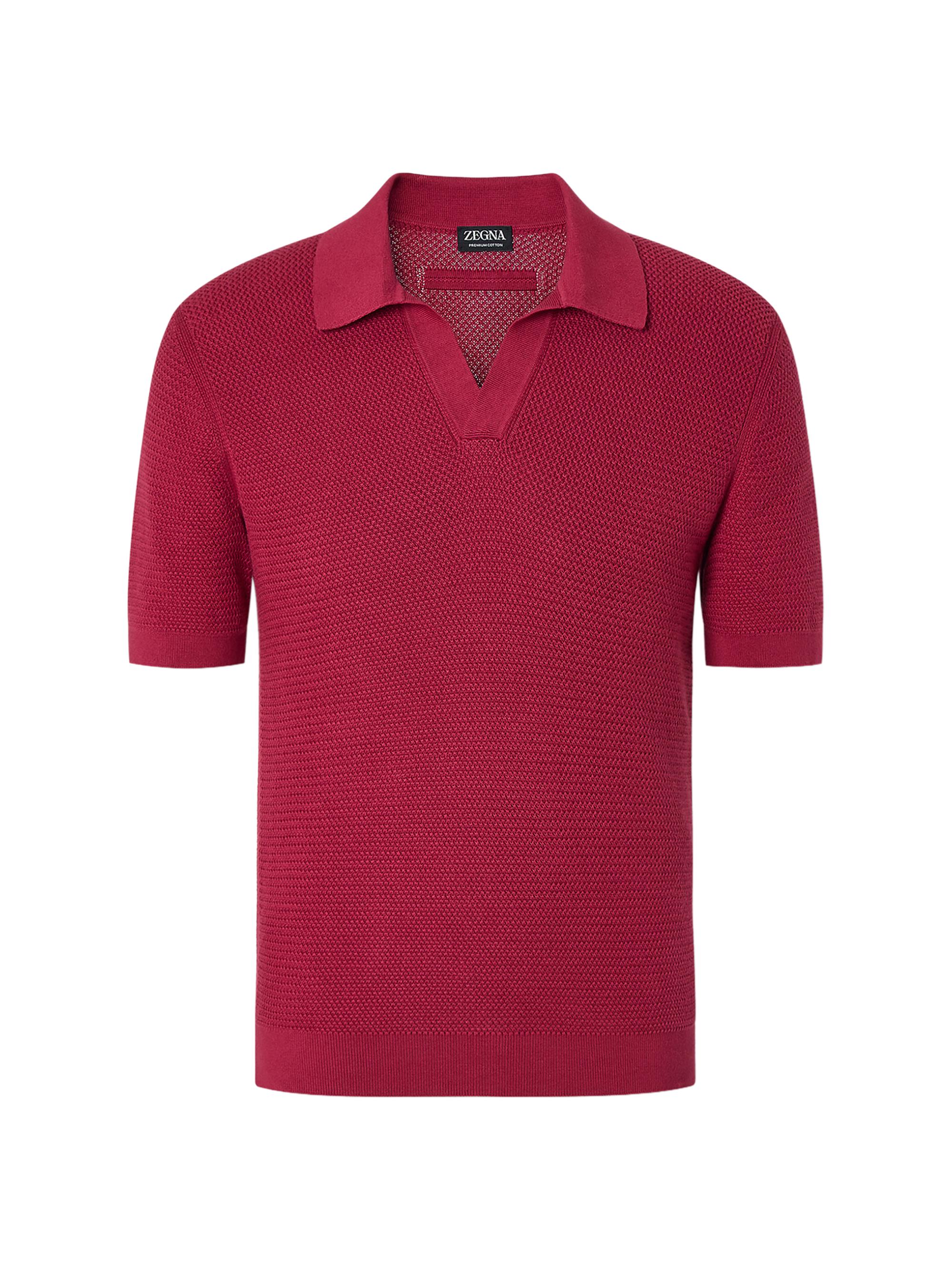 ZEGNA Men's Premium Cotton Polo Shirt - Dark Pink
