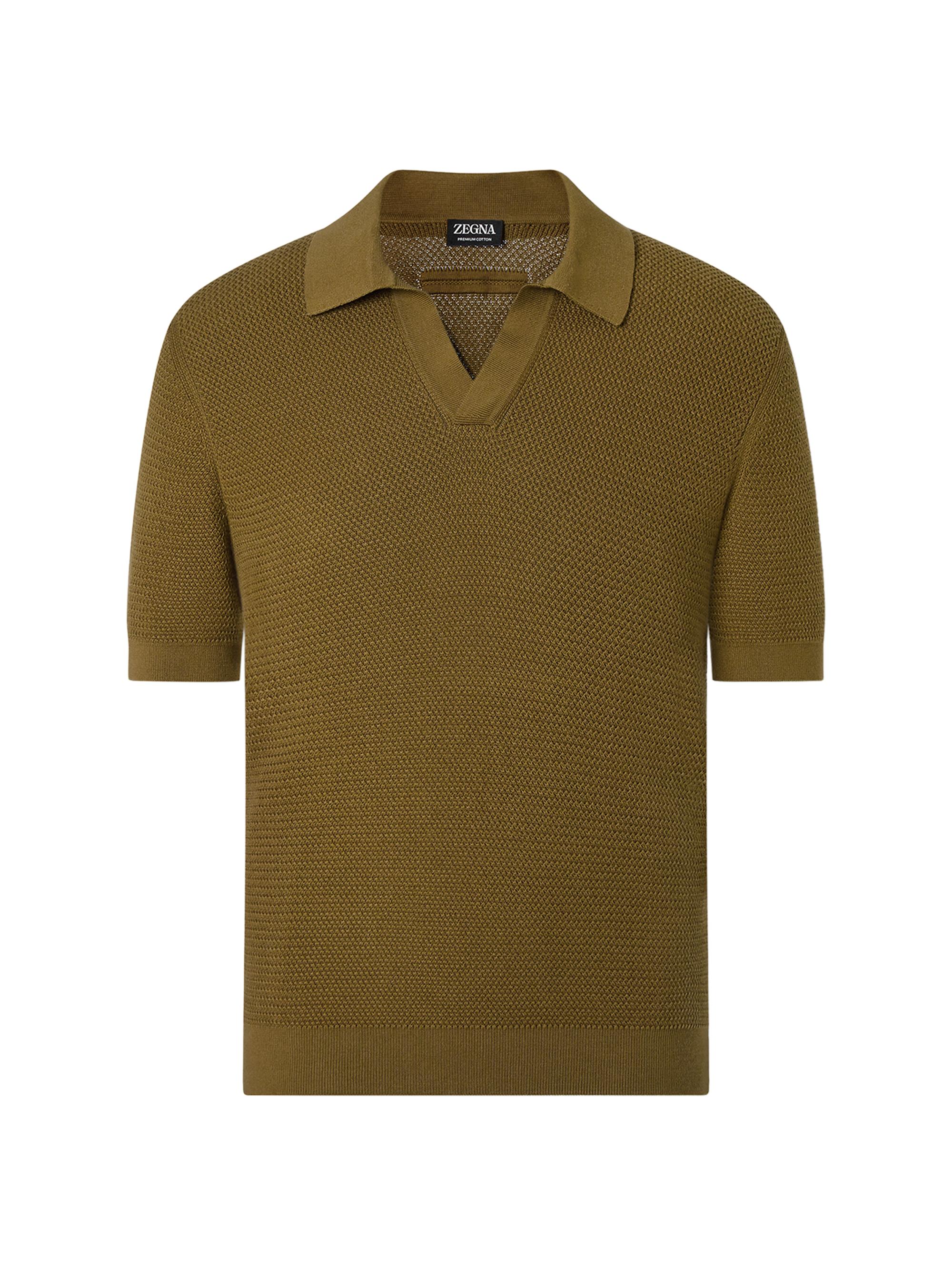 ZEGNA Men's Premium Cotton Polo Shirt - Olive Green