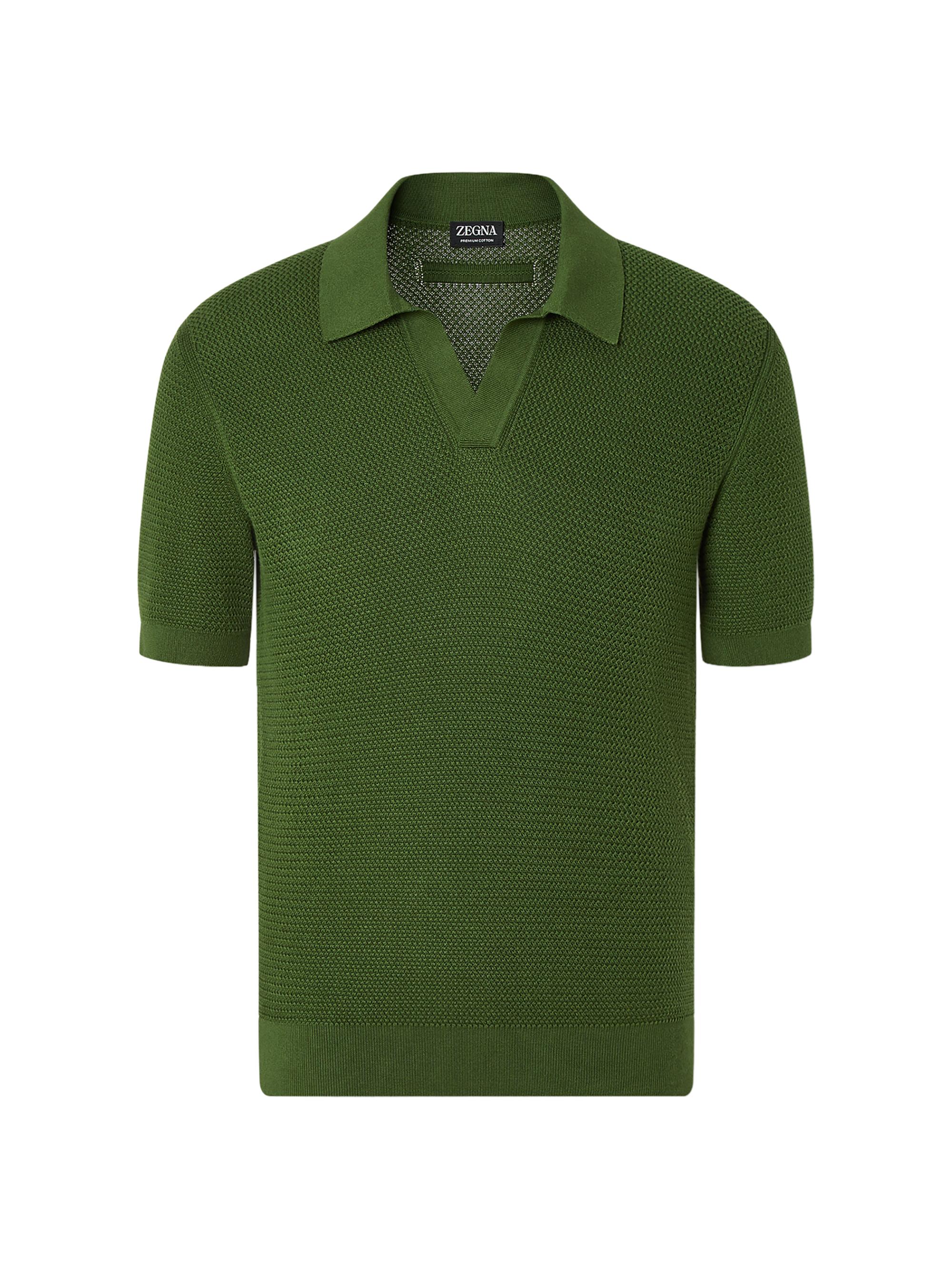 ZEGNA Men's Premium Cotton Polo Shirt - Pine Green