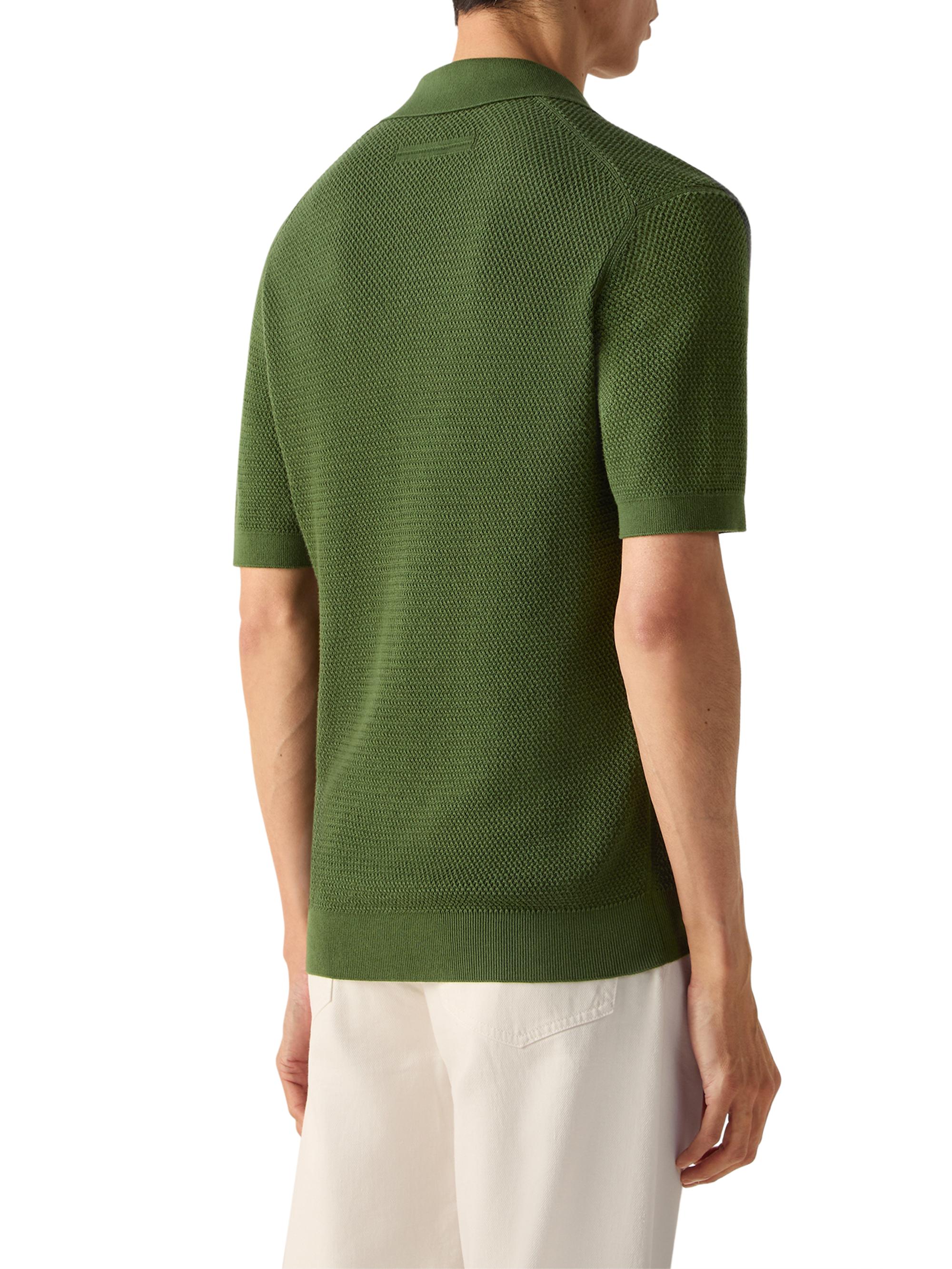 ZEGNA Men's Premium Cotton Polo Shirt - Pine Green | Thumbnail 3