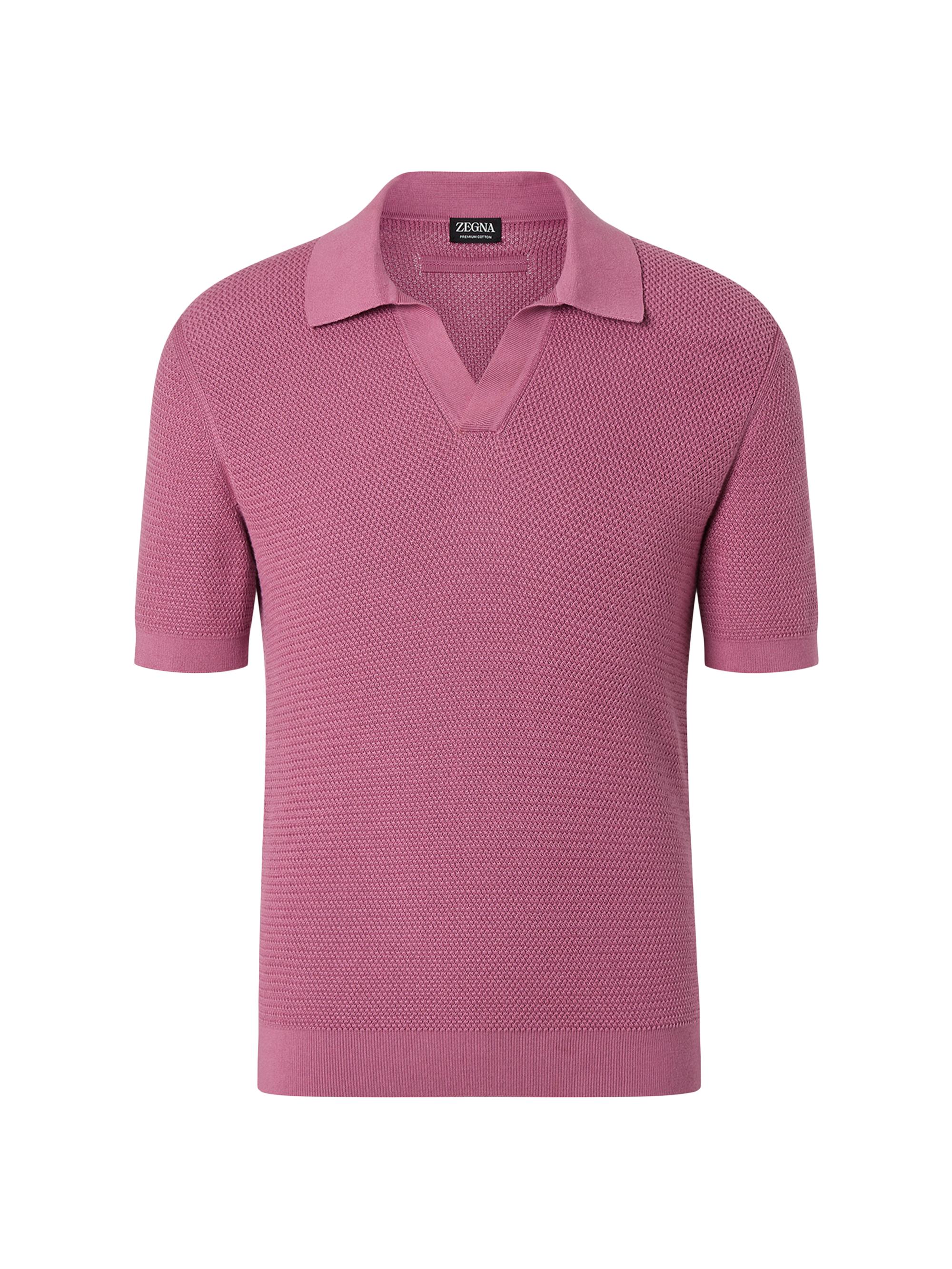 ZEGNA Men's Premium Cotton Polo Shirt - Pink