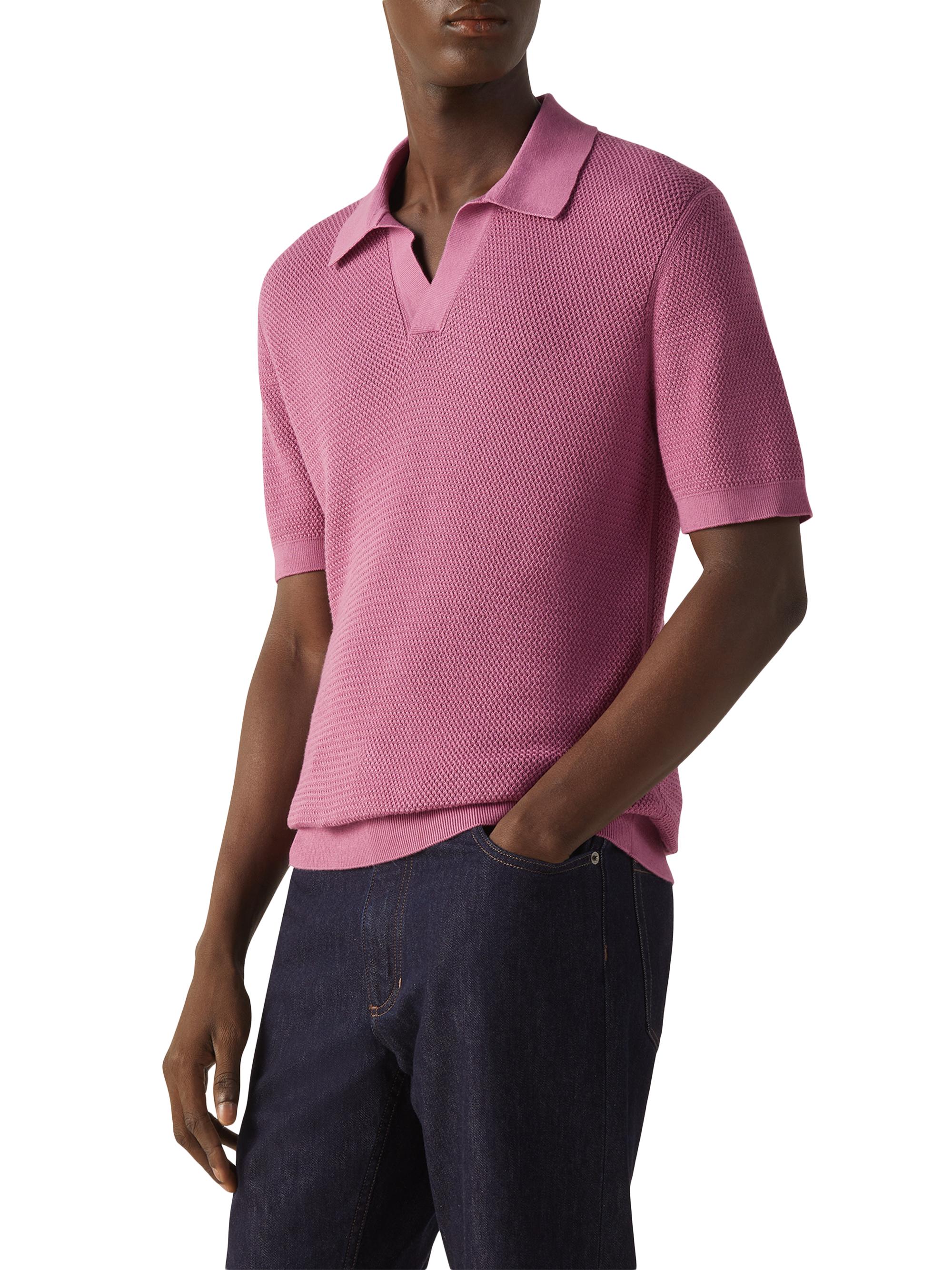 ZEGNA Men's Premium Cotton Polo Shirt - Pink | Thumbnail 2