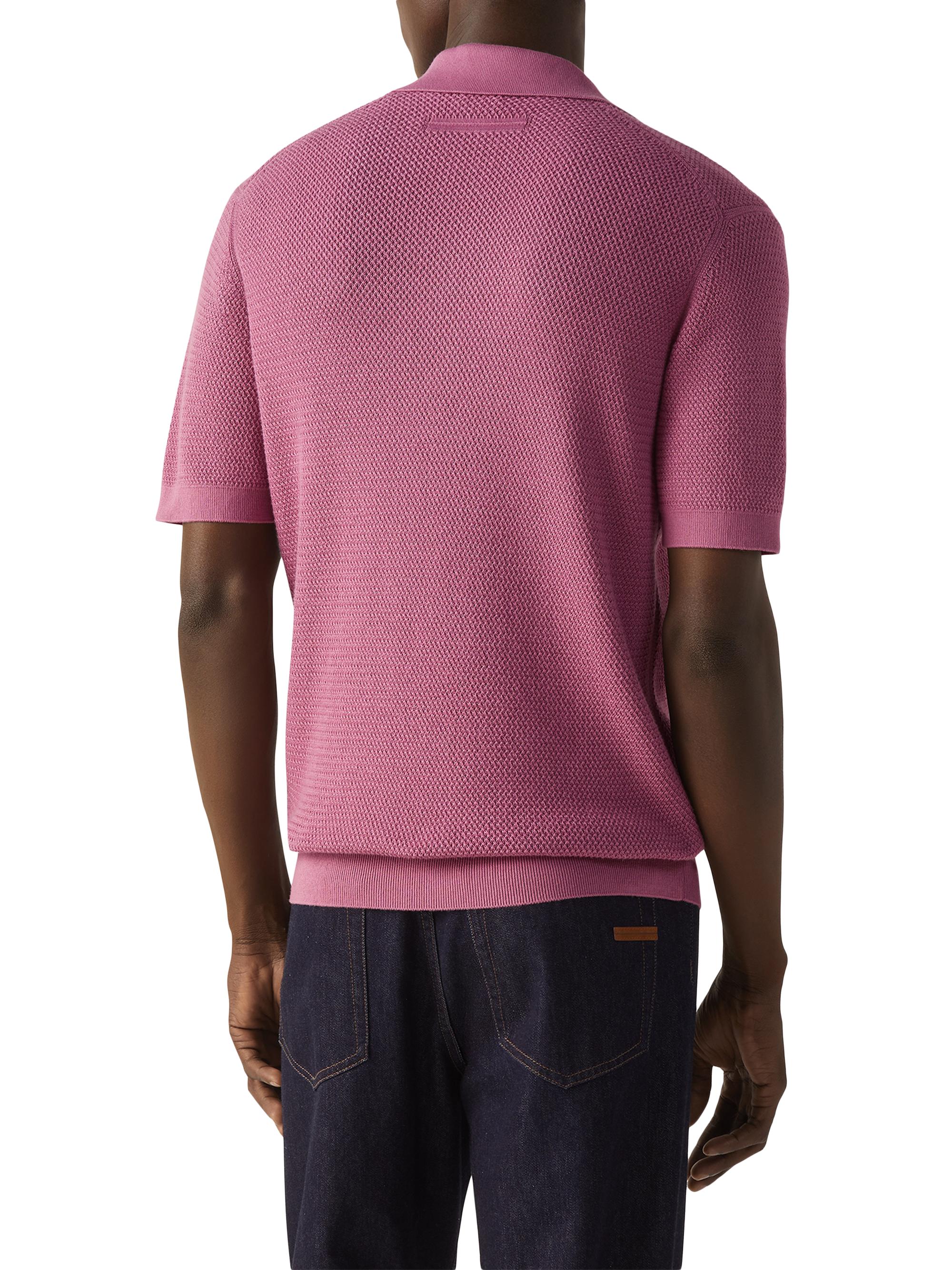 ZEGNA Men's Premium Cotton Polo Shirt - Pink | Thumbnail 3