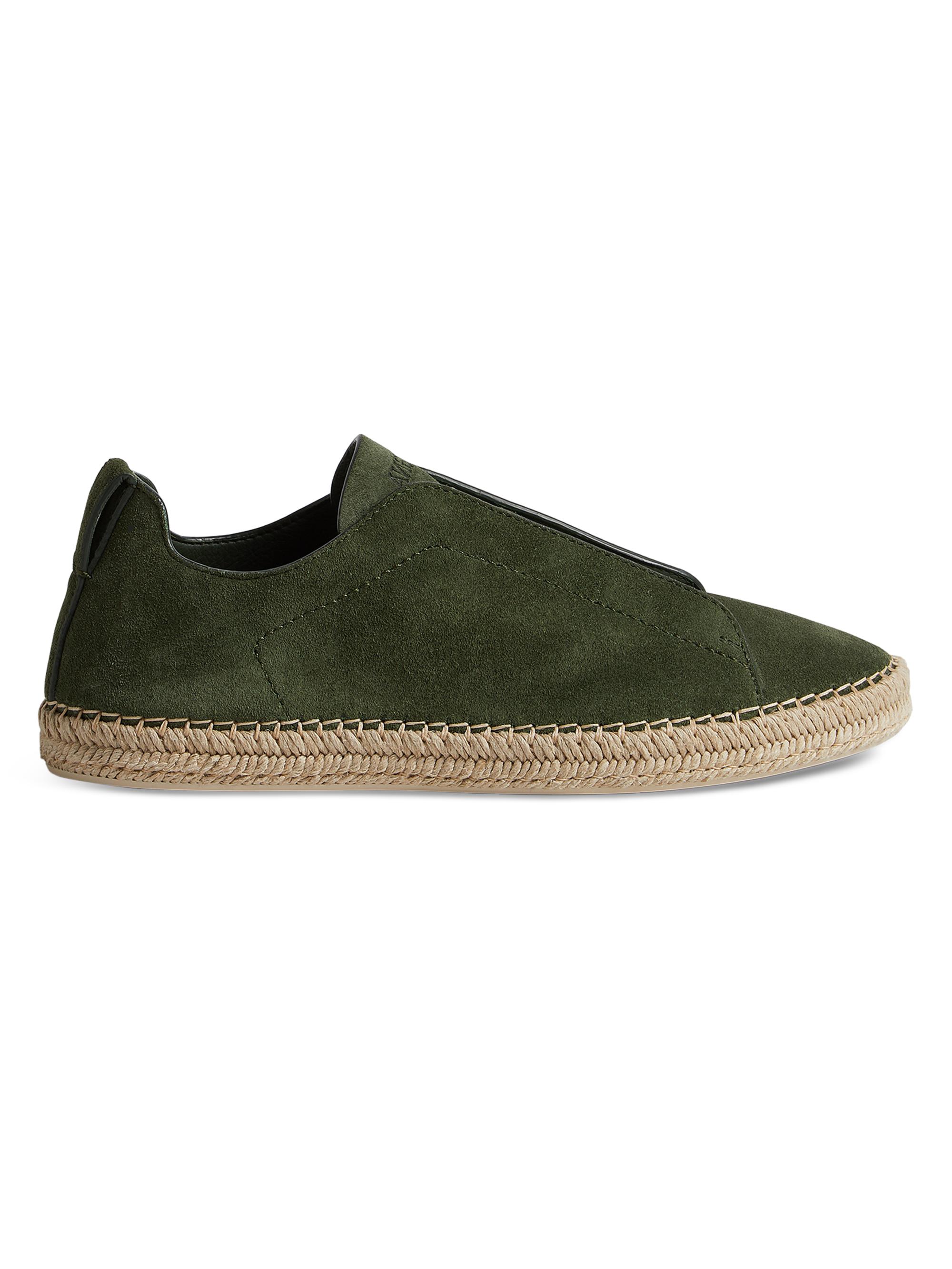 ZEGNA Men's Suede Triple Stitch Espadrilles Sneakers - Pine Green