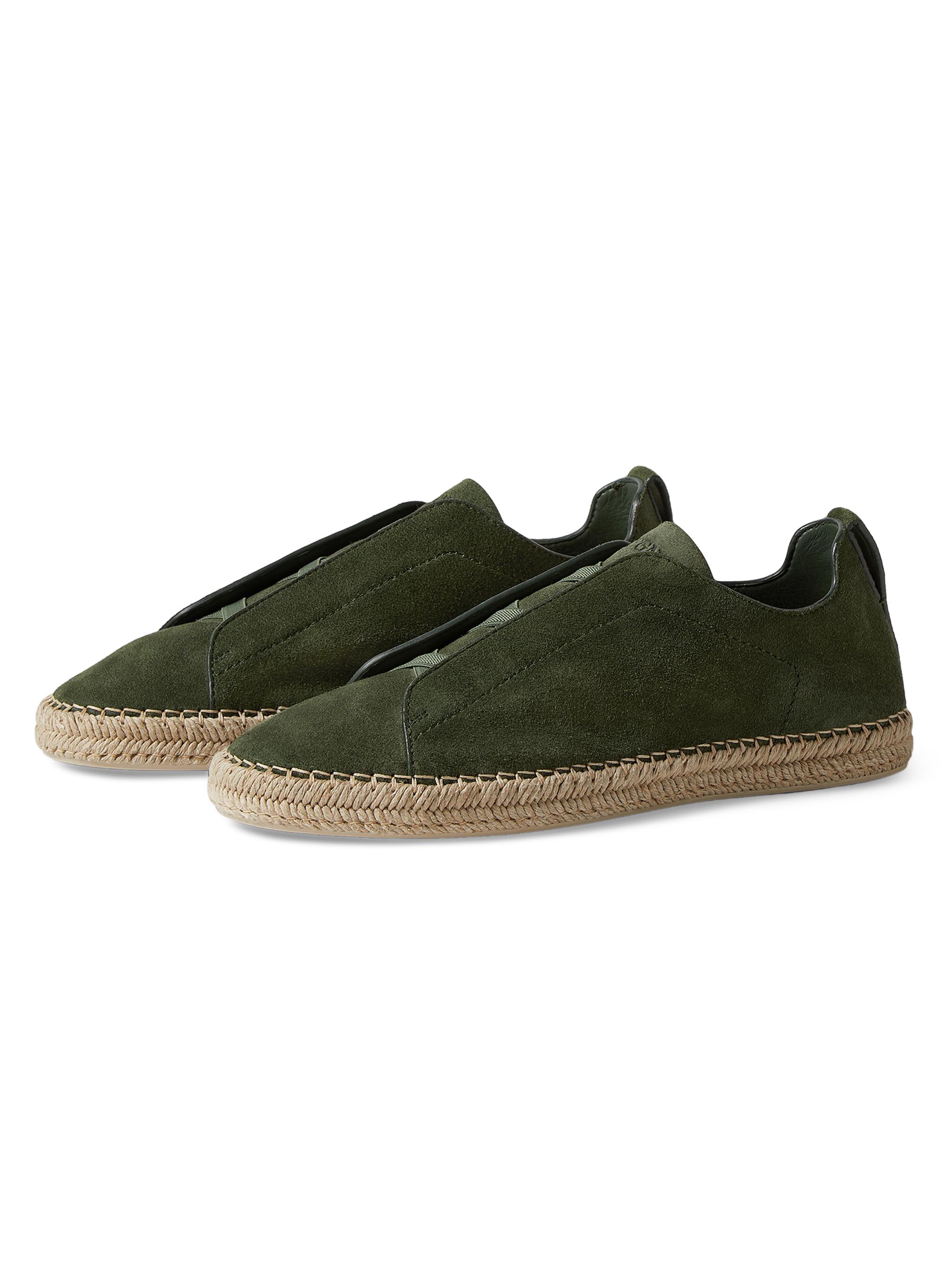 ZEGNA Men's Suede Triple Stitch Espadrilles Sneakers - Pine Green | Thumbnail 2