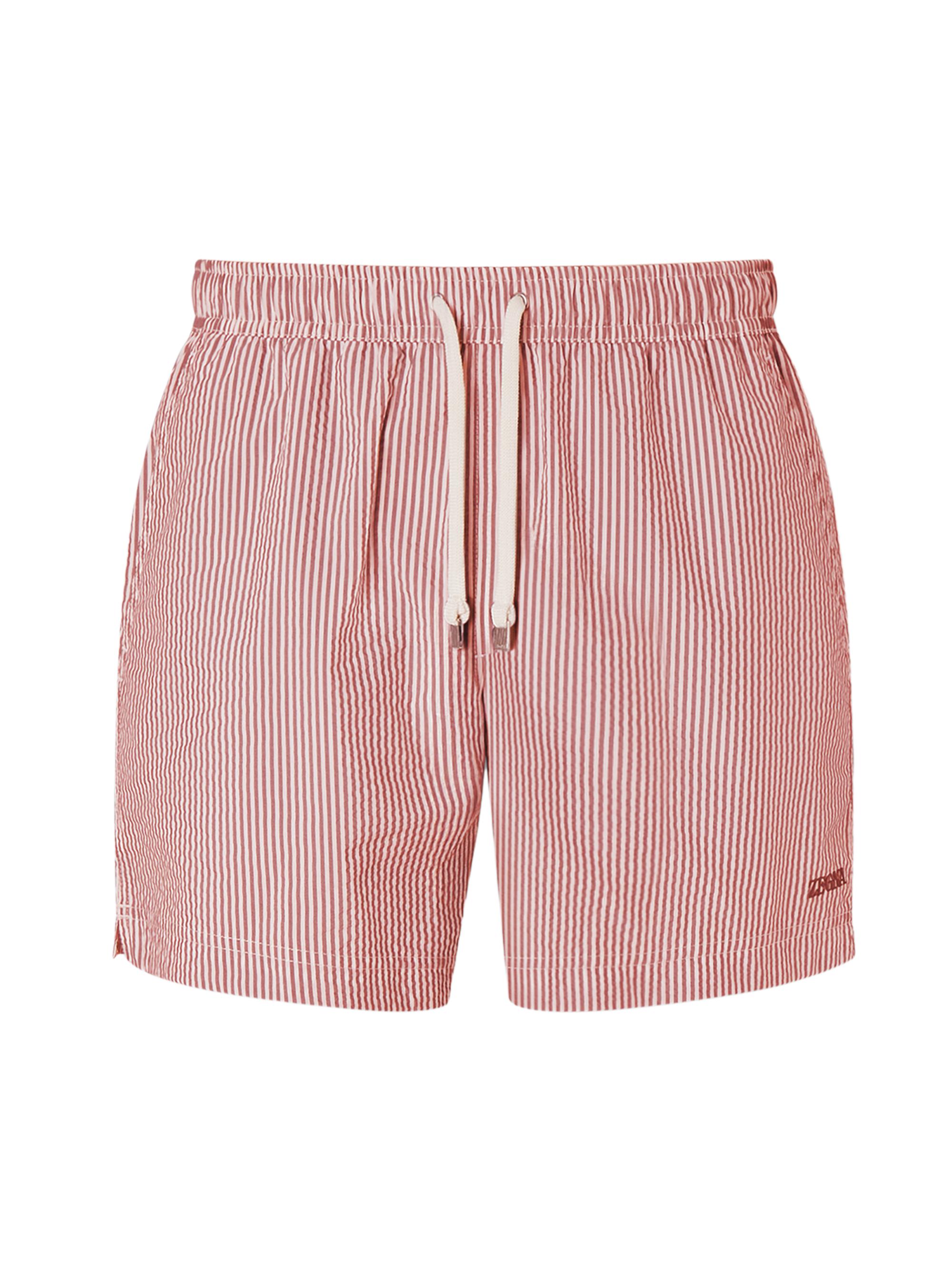 ZEGNA Men's Striped Swim Trunks - Dark Pink