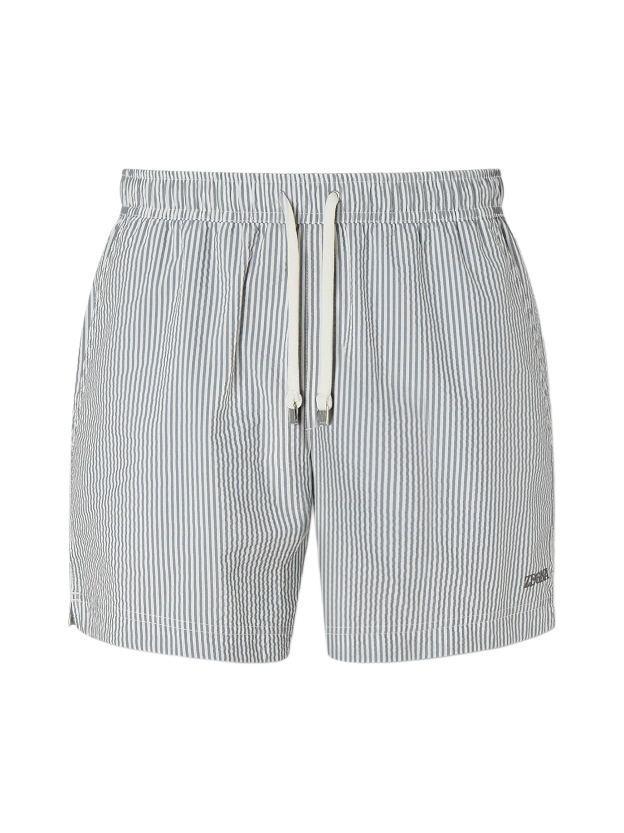 ZEGNA Men's Striped Swim Trunks - Dark Taupe