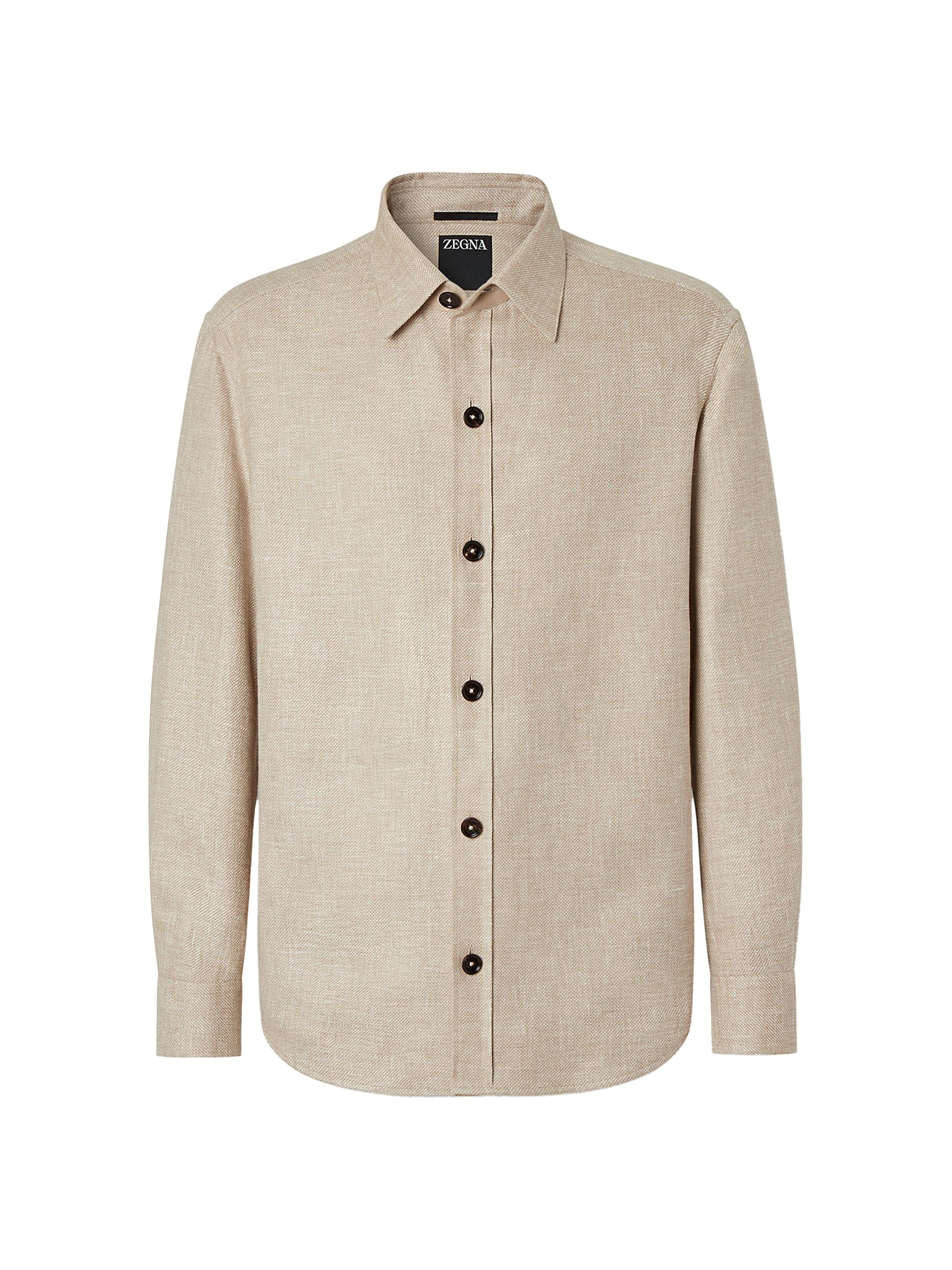 ZEGNA Men's Cashmere Linen and Silk Overshirt - Beige