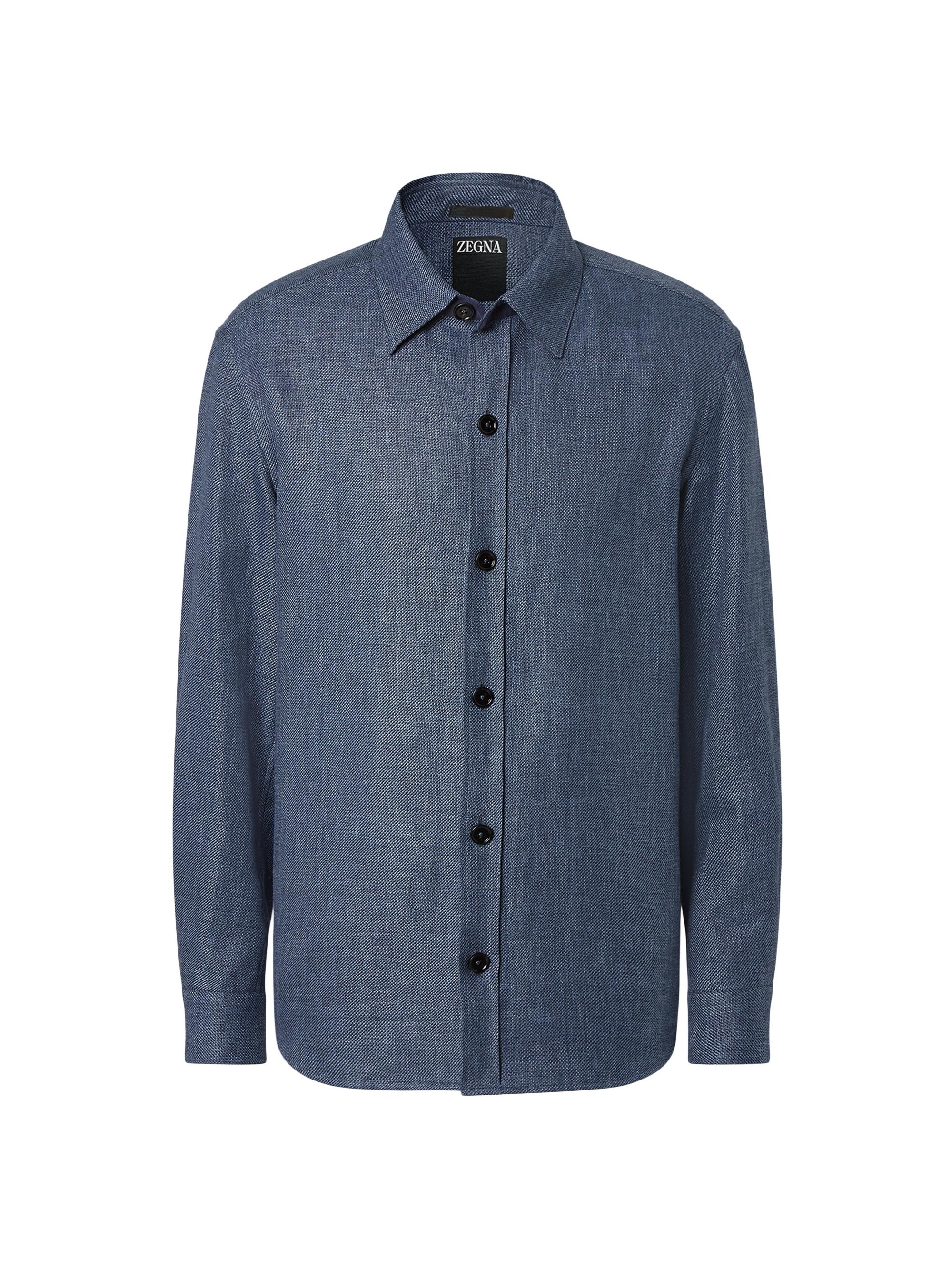 ZEGNA Men's Cashmere Linen and Silk Overshirt - Dark Brown