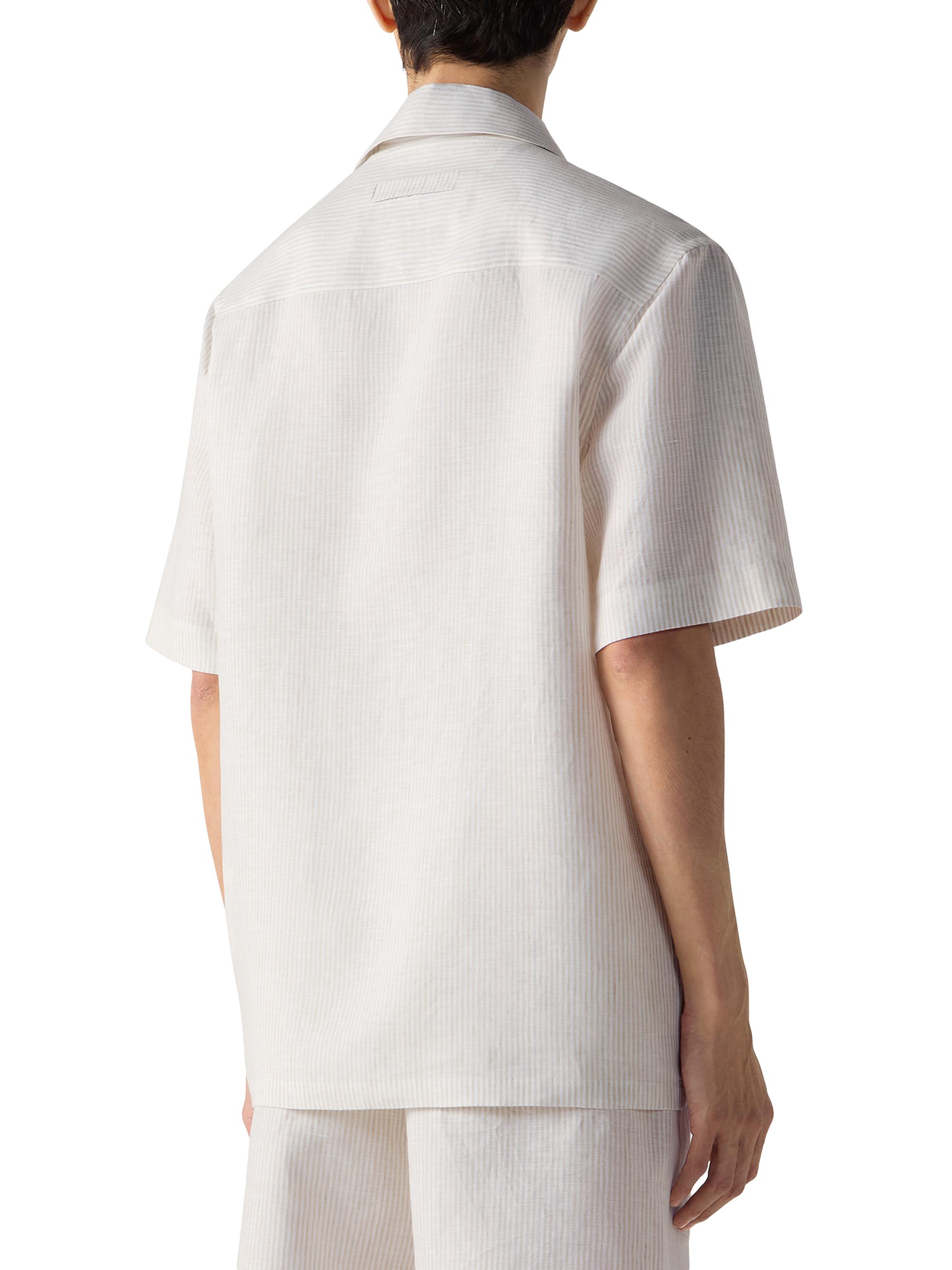 ZEGNA Men's Oasi Lino Pajamas - Light Taupe White | Thumbnail 3