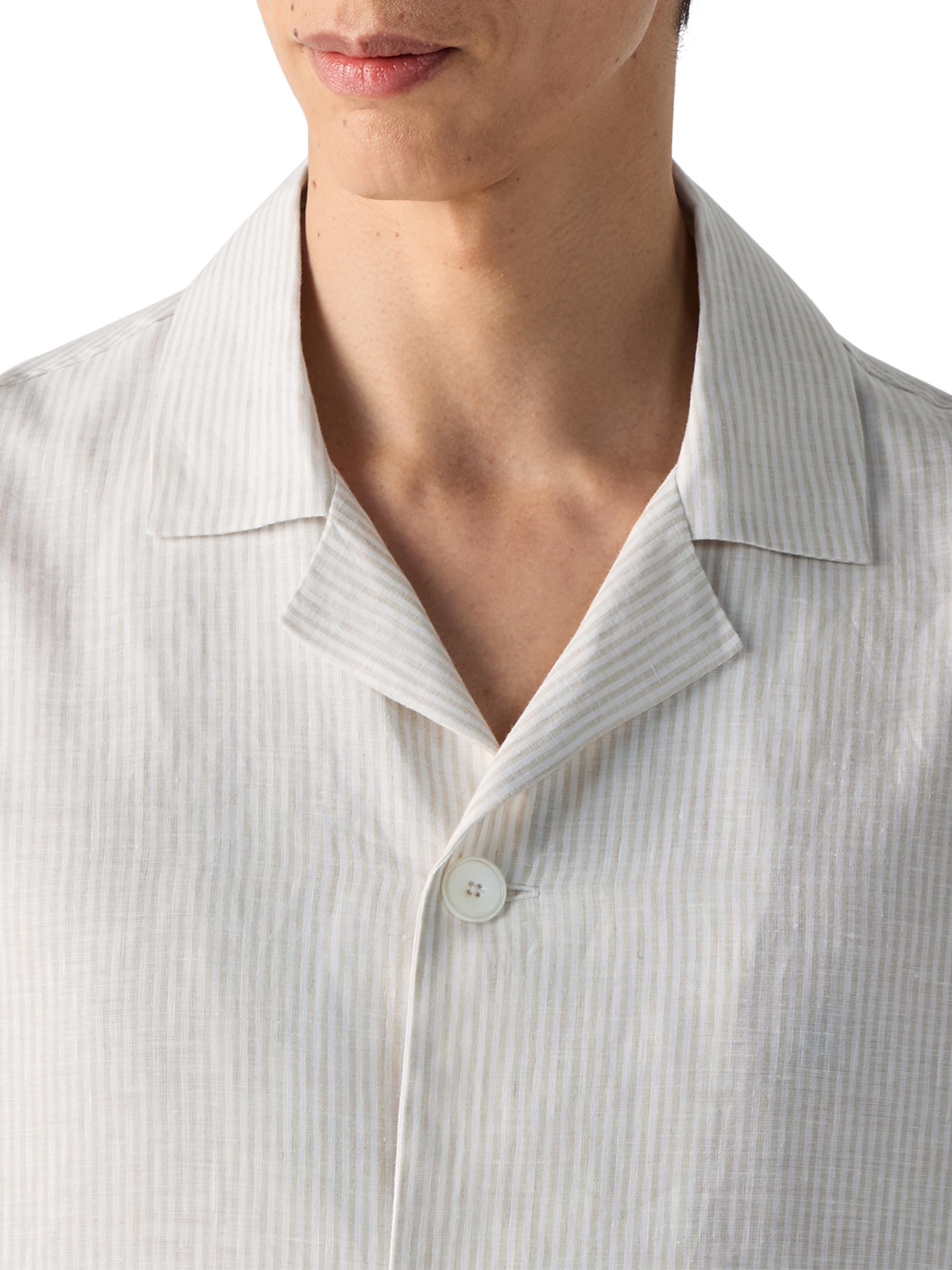 ZEGNA Men's Oasi Lino Pajamas - Light Taupe White | Thumbnail 4