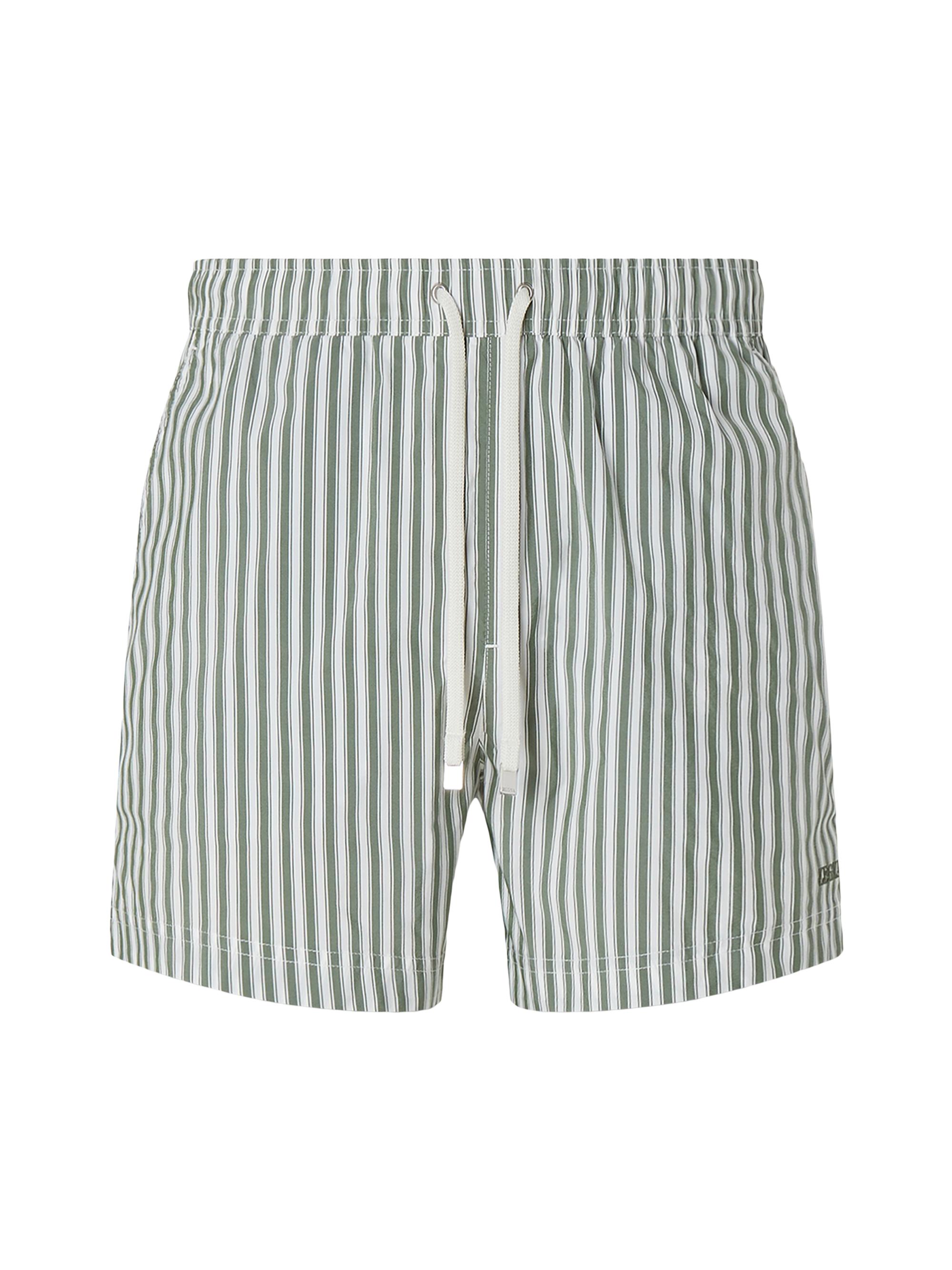 ZEGNA Men's Striped Swim Trunks - Pine Green