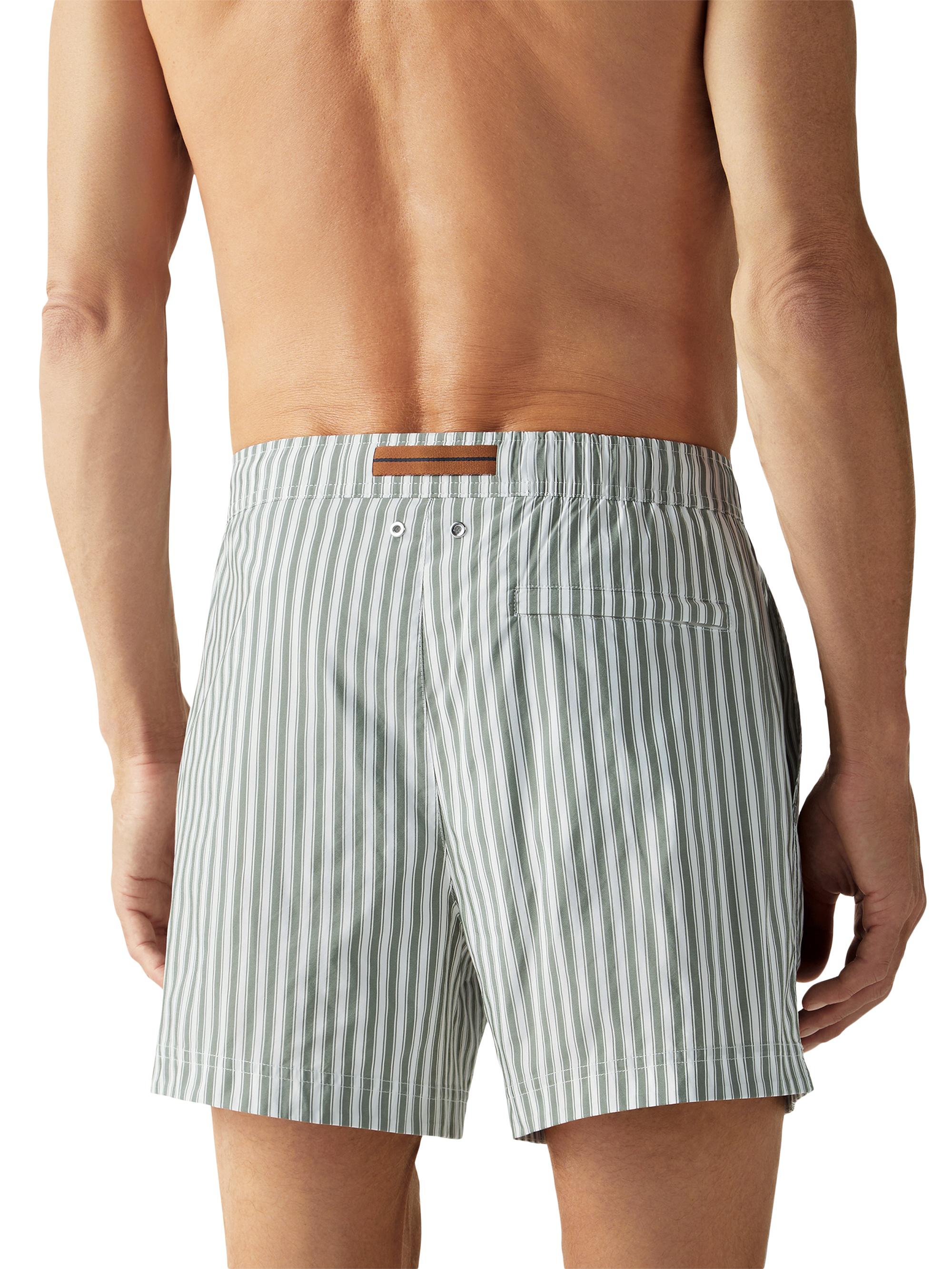 ZEGNA Men's Striped Swim Trunks - Pine Green | Thumbnail 3