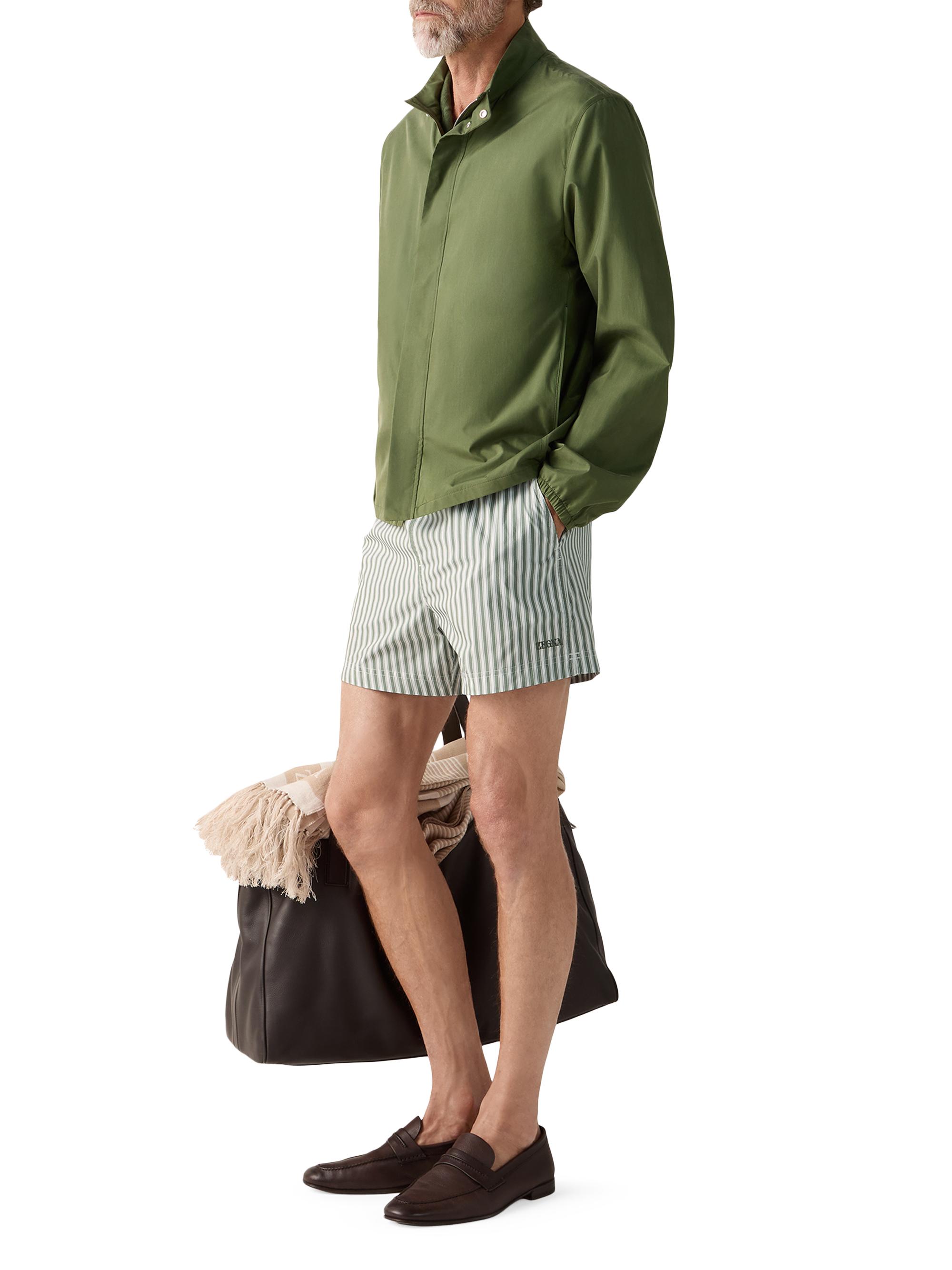 ZEGNA Men's Striped Swim Trunks - Pine Green | Thumbnail 4