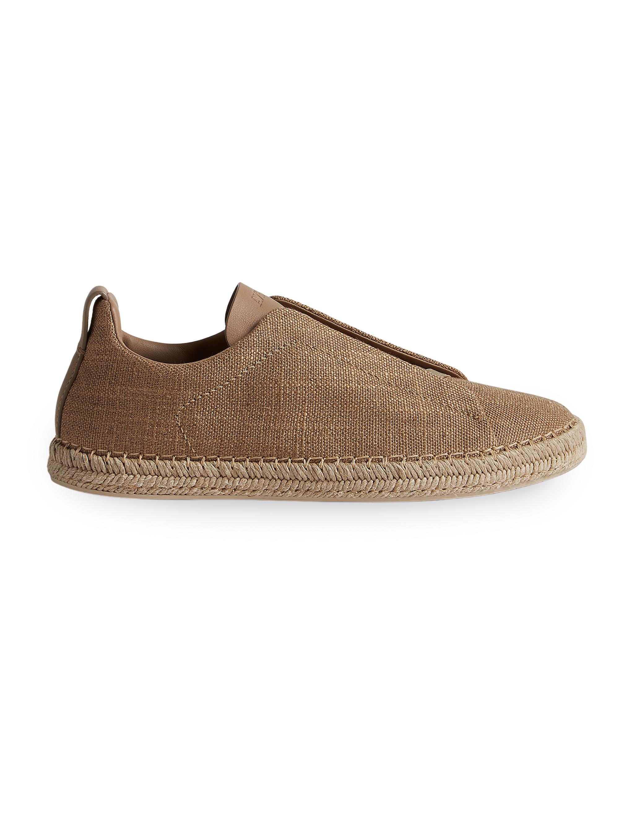 ZEGNA Linen Blend and Leather Triple Stitch Espadrilles | Saks