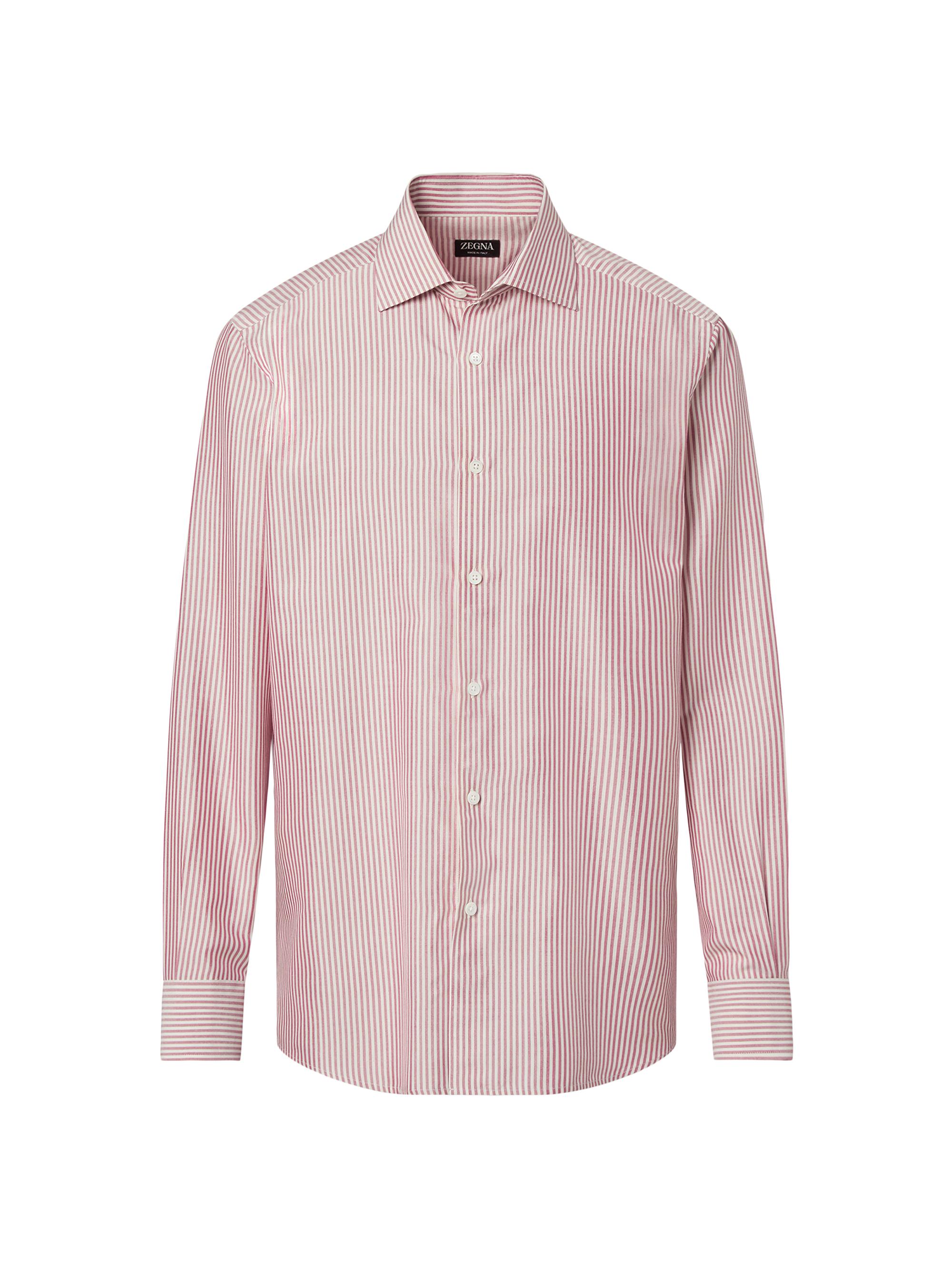 ZEGNA Men's Silk Shirt - Dark Pink White