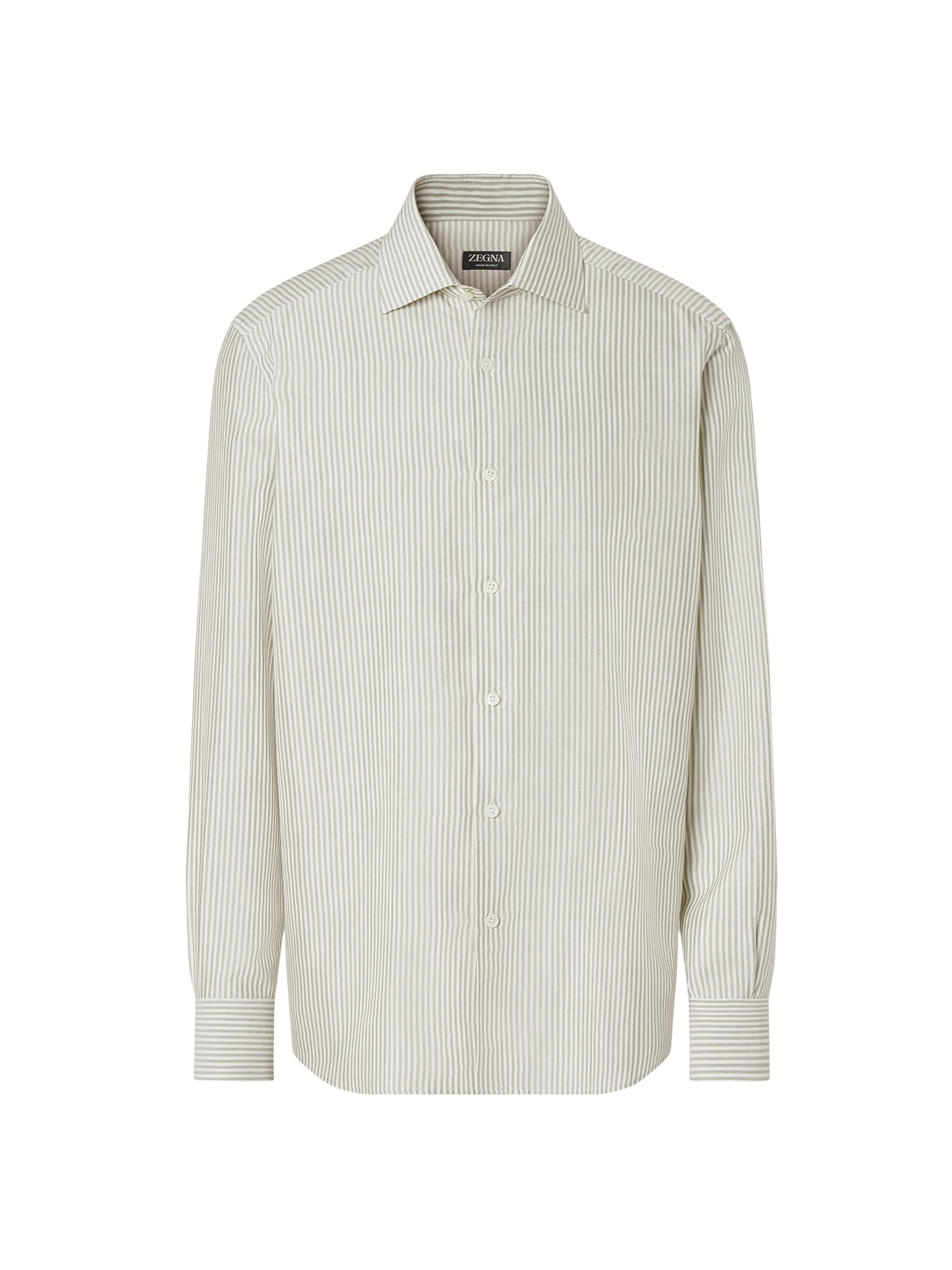 ZEGNA Men's Silk Shirt - Pine Green White