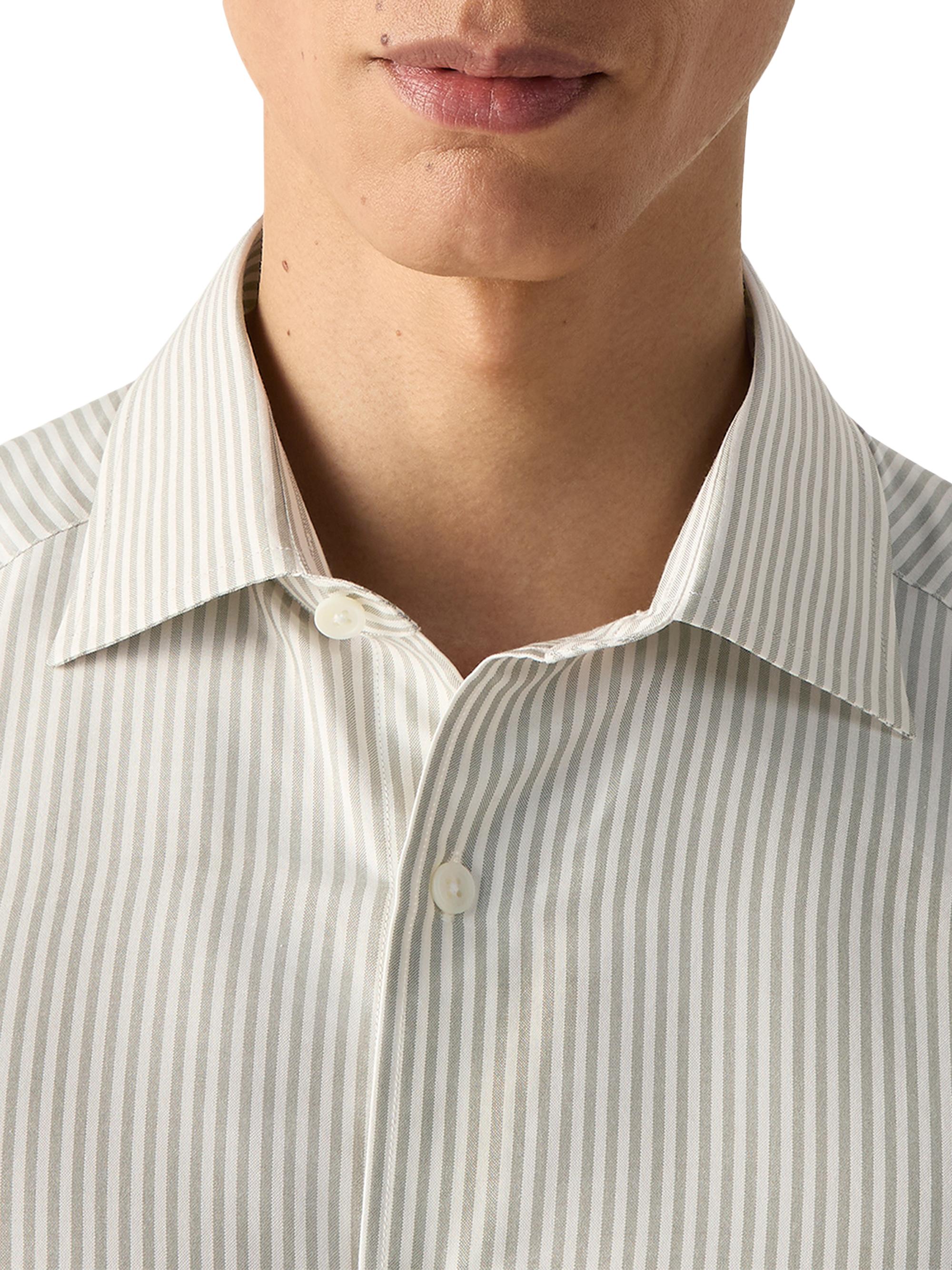 ZEGNA Men's Silk Shirt - Pine Green White | Thumbnail 4