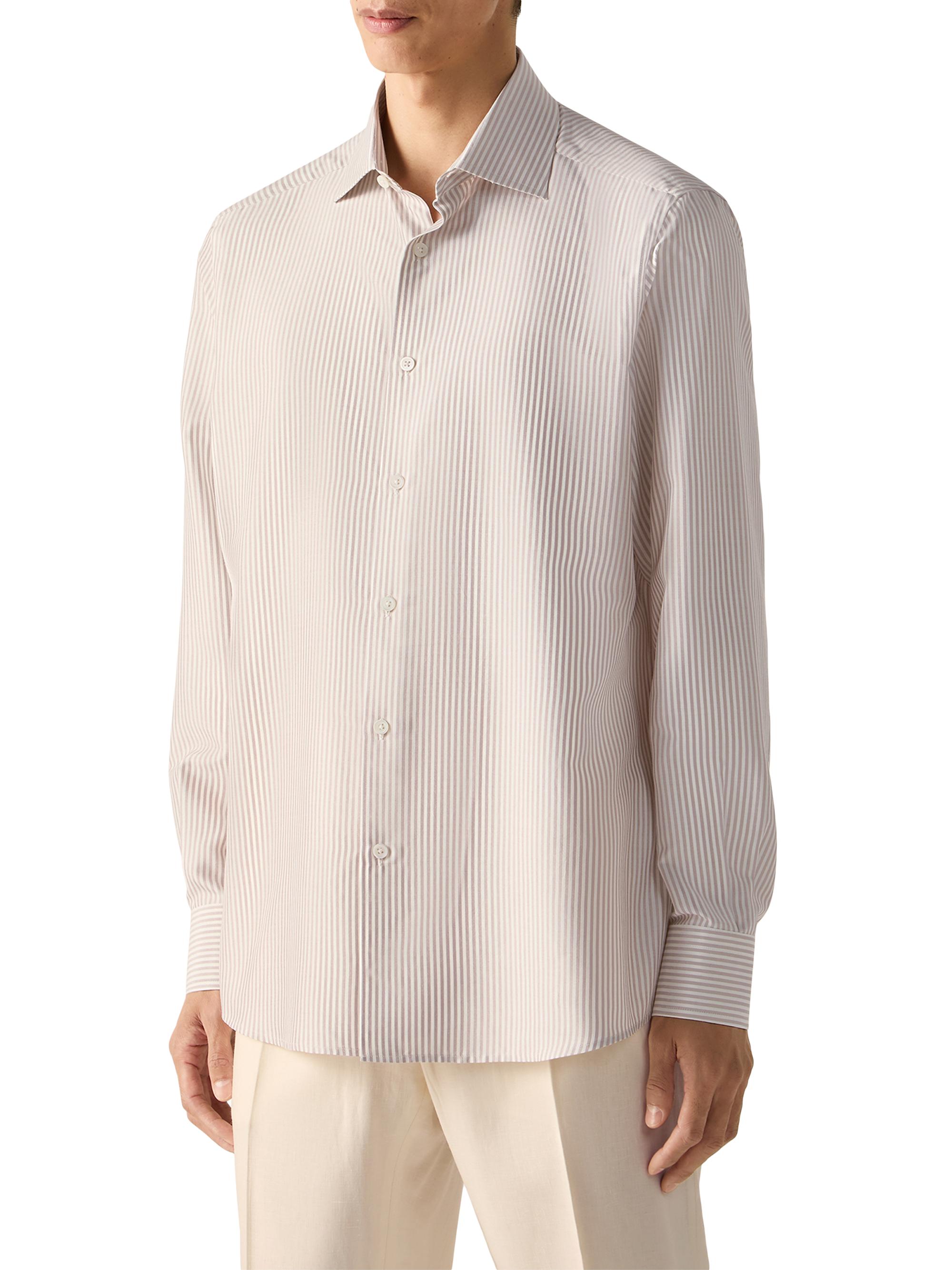 ZEGNA Men's Silk Shirt - Pink White | Thumbnail 3