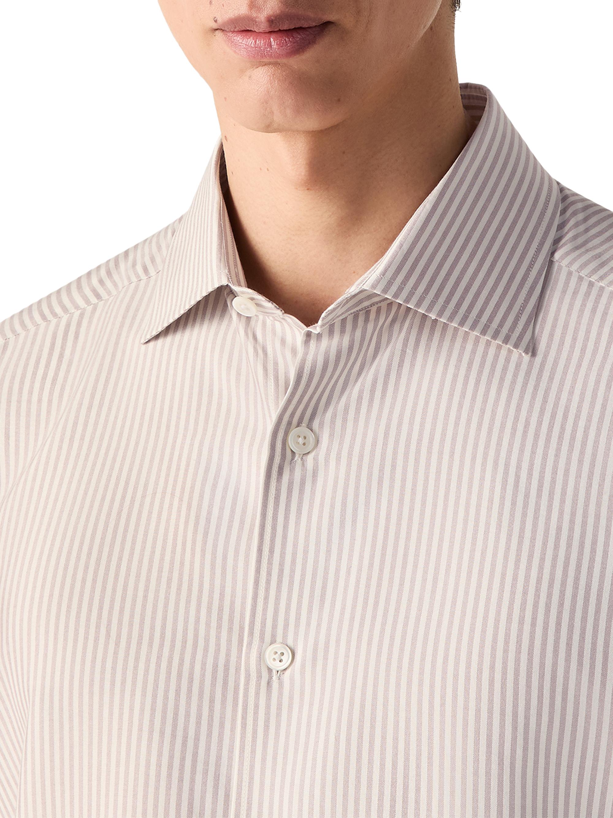 ZEGNA Men's Silk Shirt - Pink White | Thumbnail 5