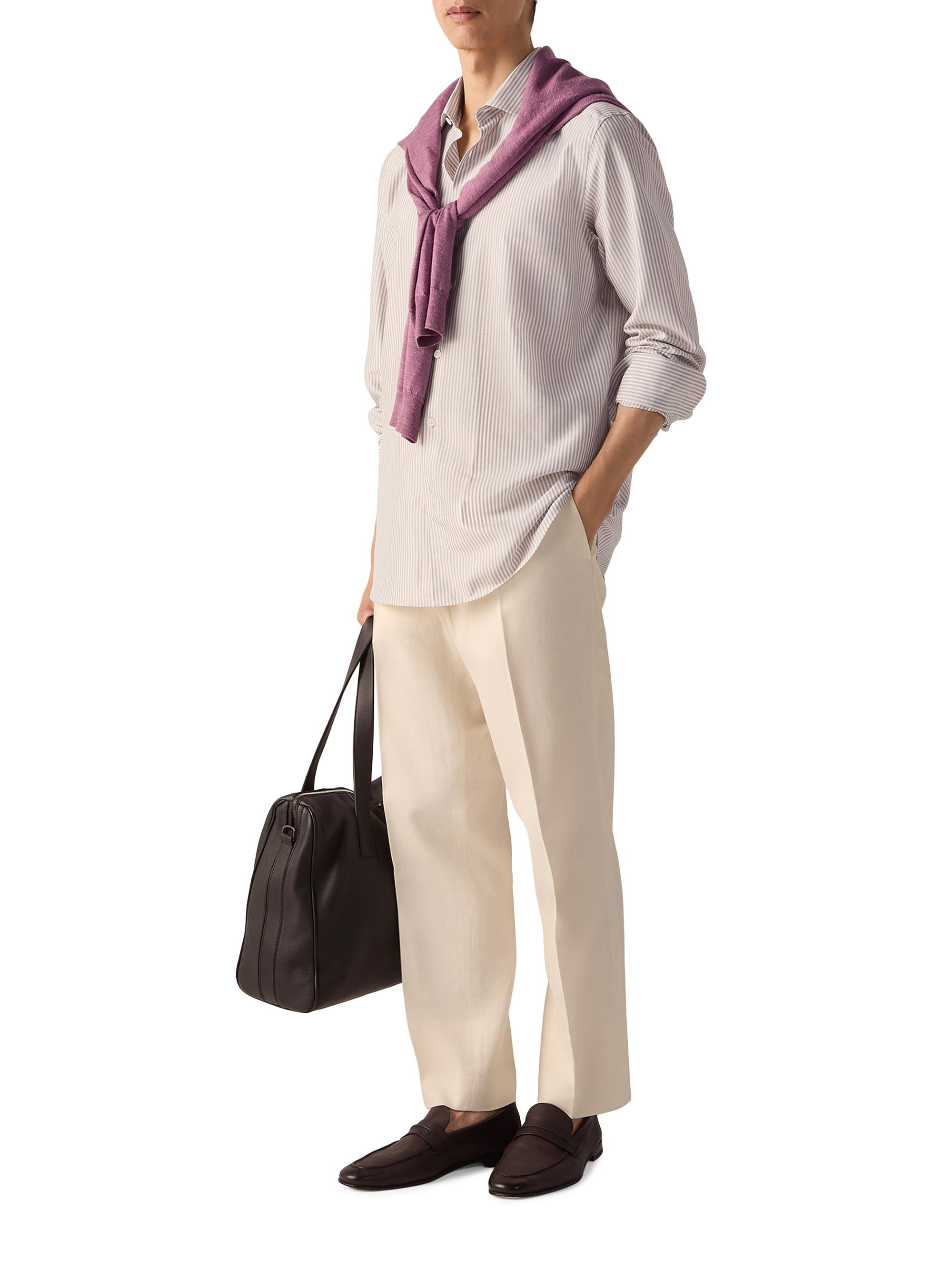 ZEGNA Men's Silk Shirt - Pink White | Thumbnail 2